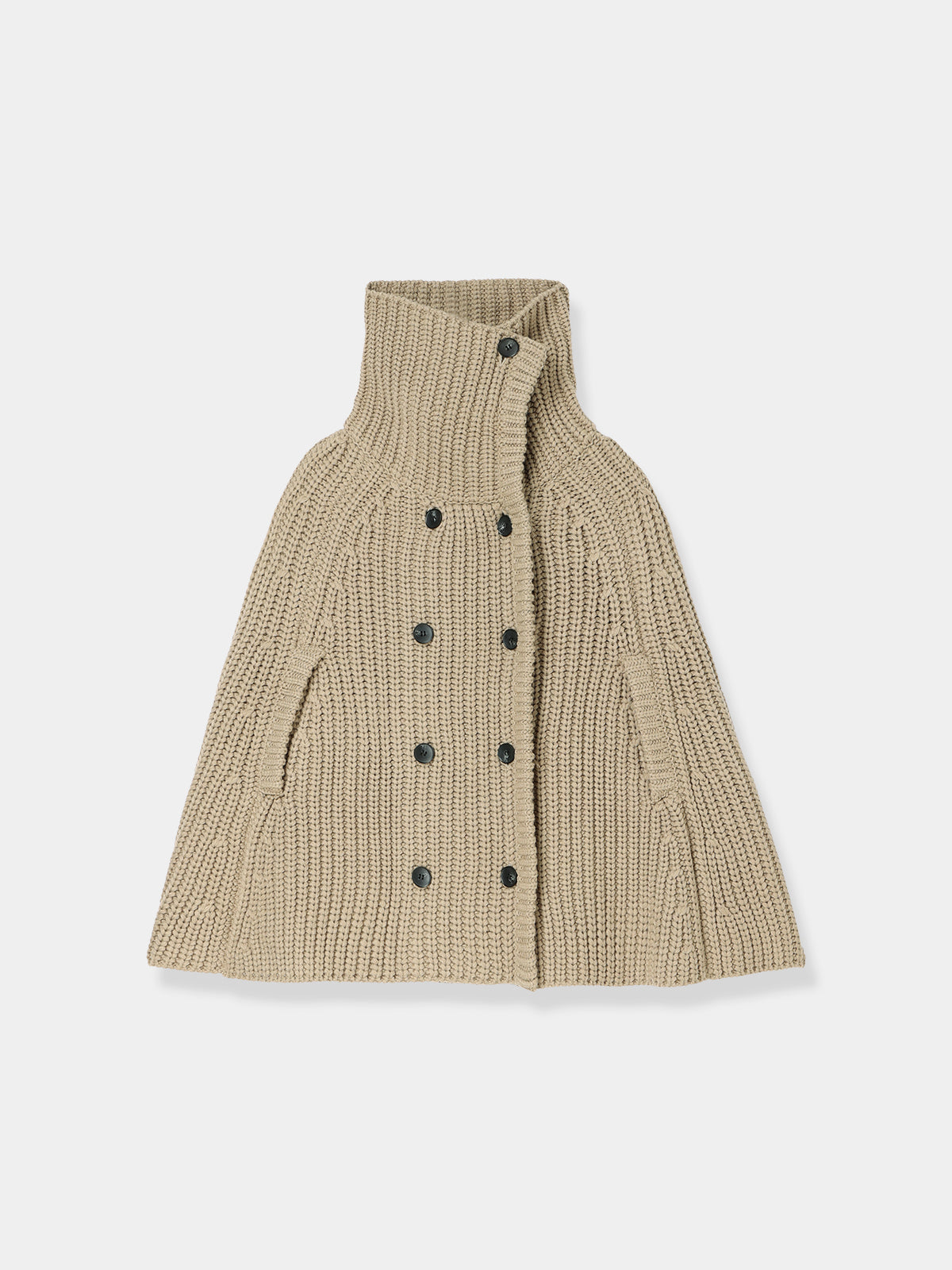 Double Breasted Knit Cape Coat