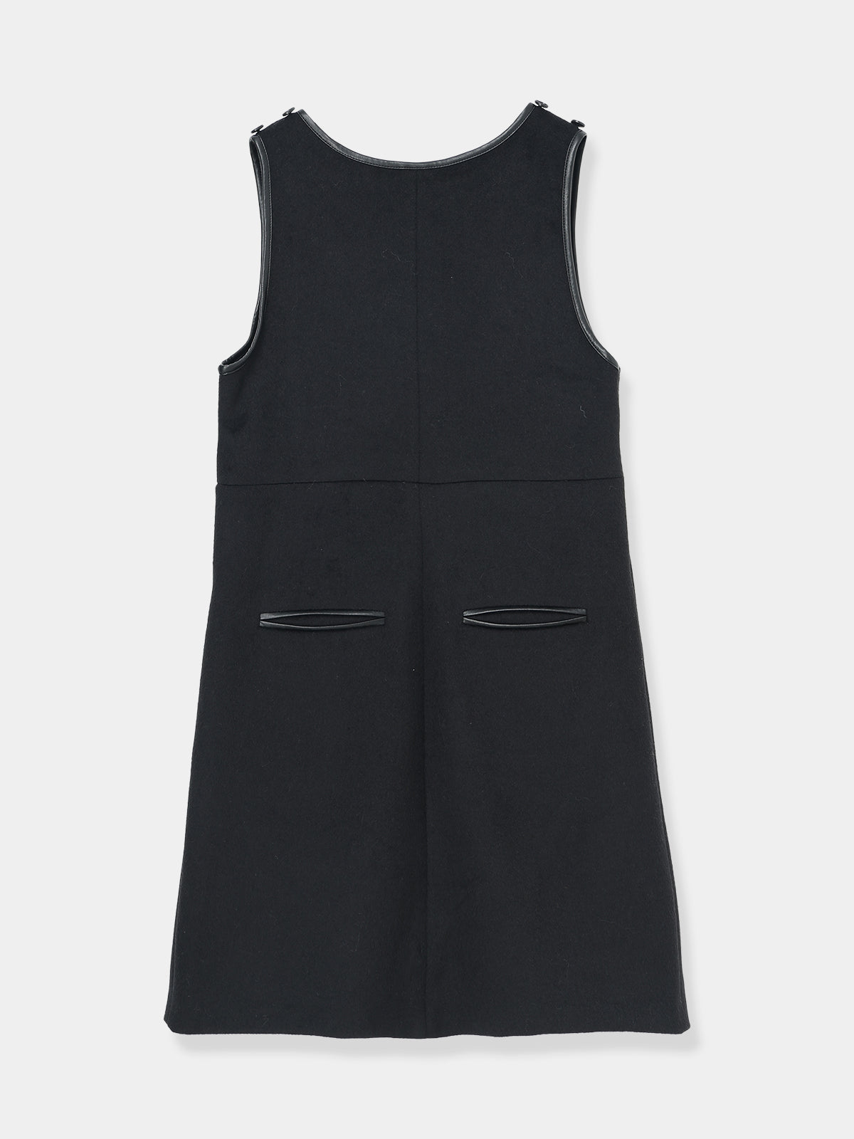 Leather Trimmed Wool Jumper Dress