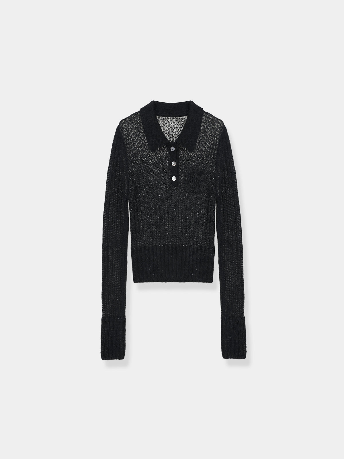 Sequin Sheer Polo Knit