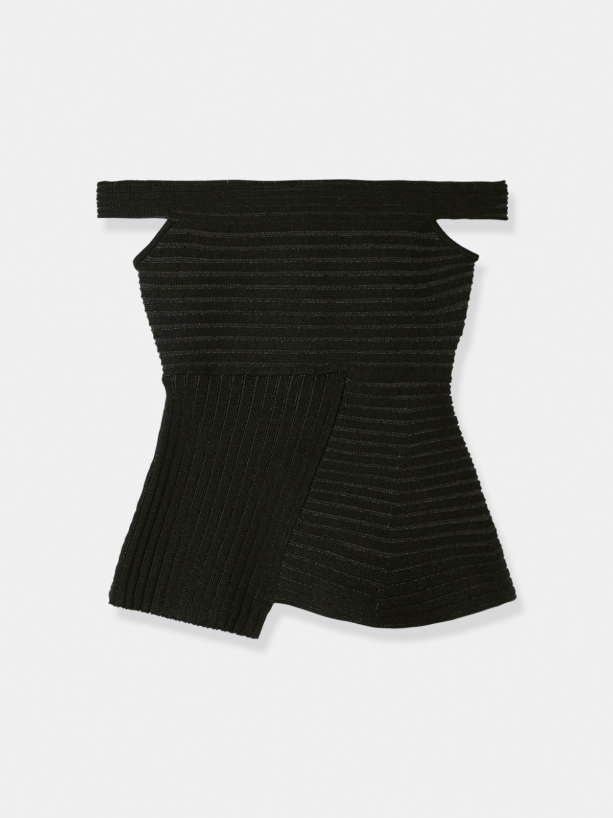 Off-shoulder Panel Rib Knit Tops