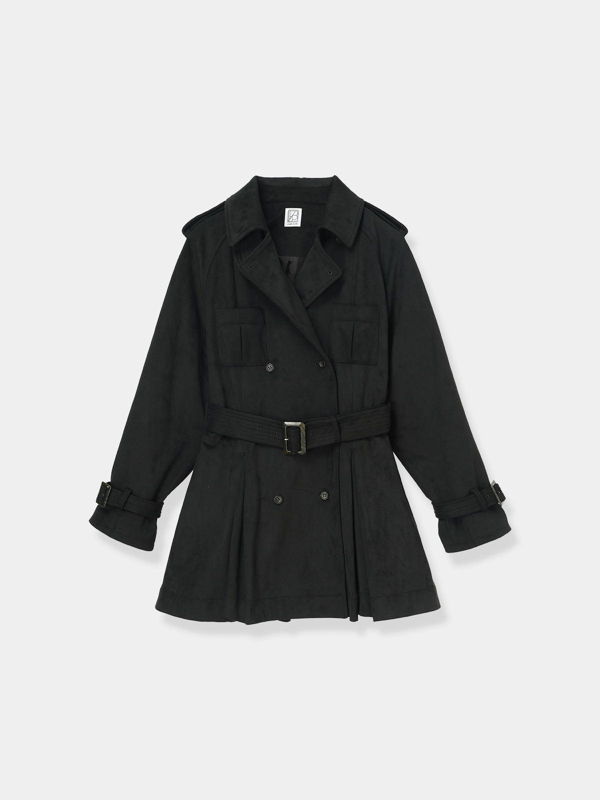 Cropped Suede Trench Coat