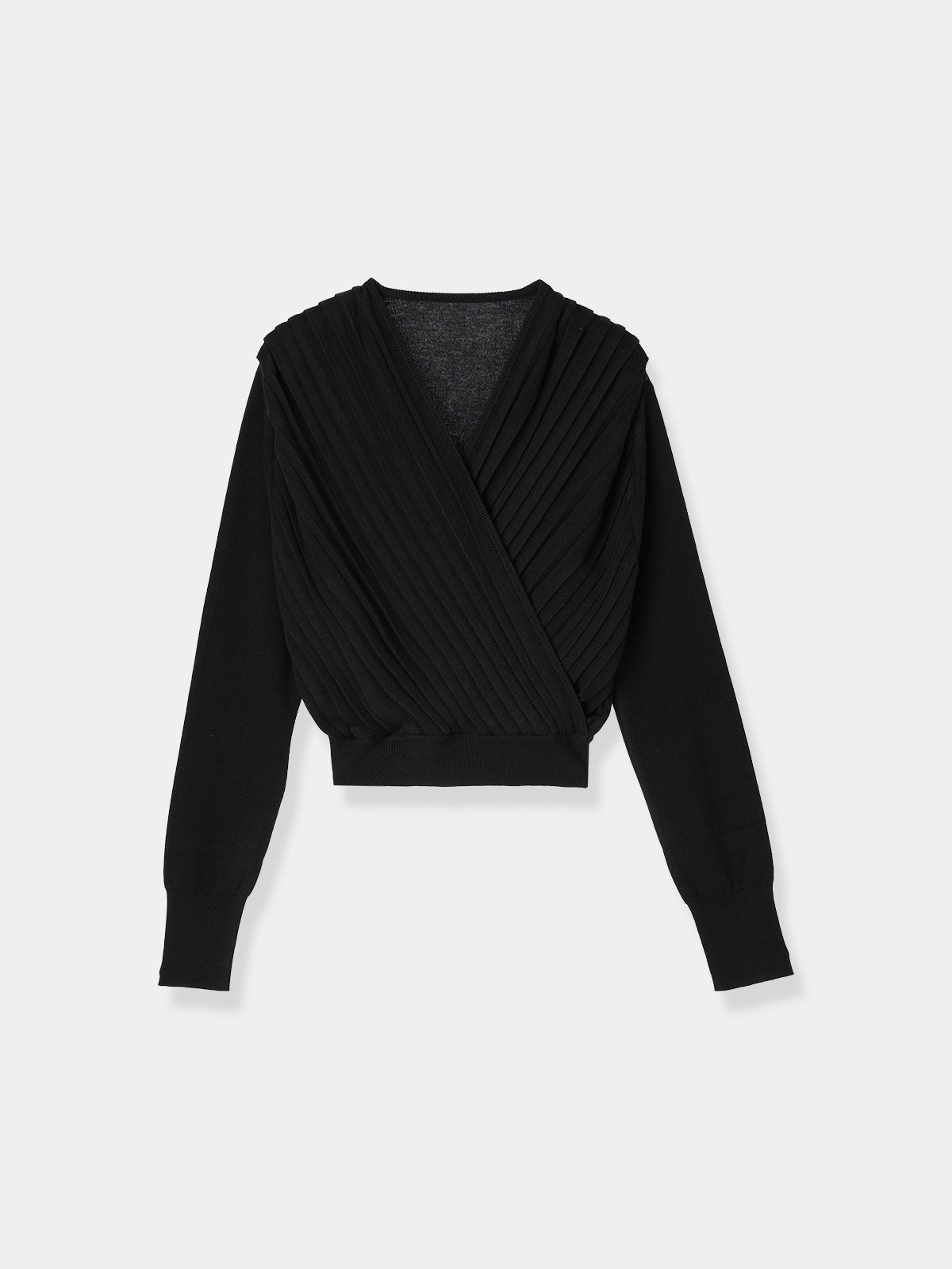 Pleats Cache-coeur Knit Tops