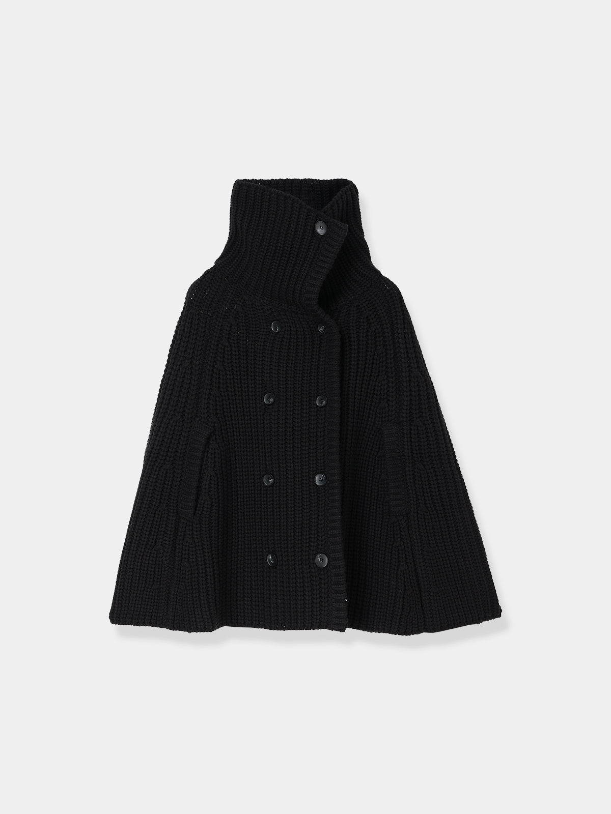 Double Breasted Knit Cape Coat