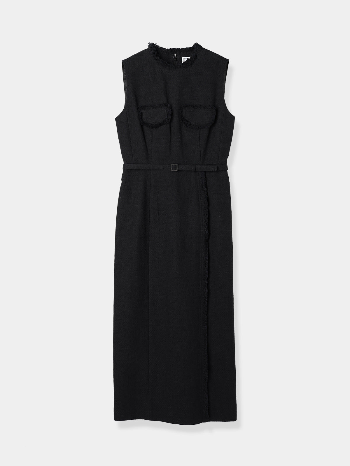 Belted fringe tweed Dress