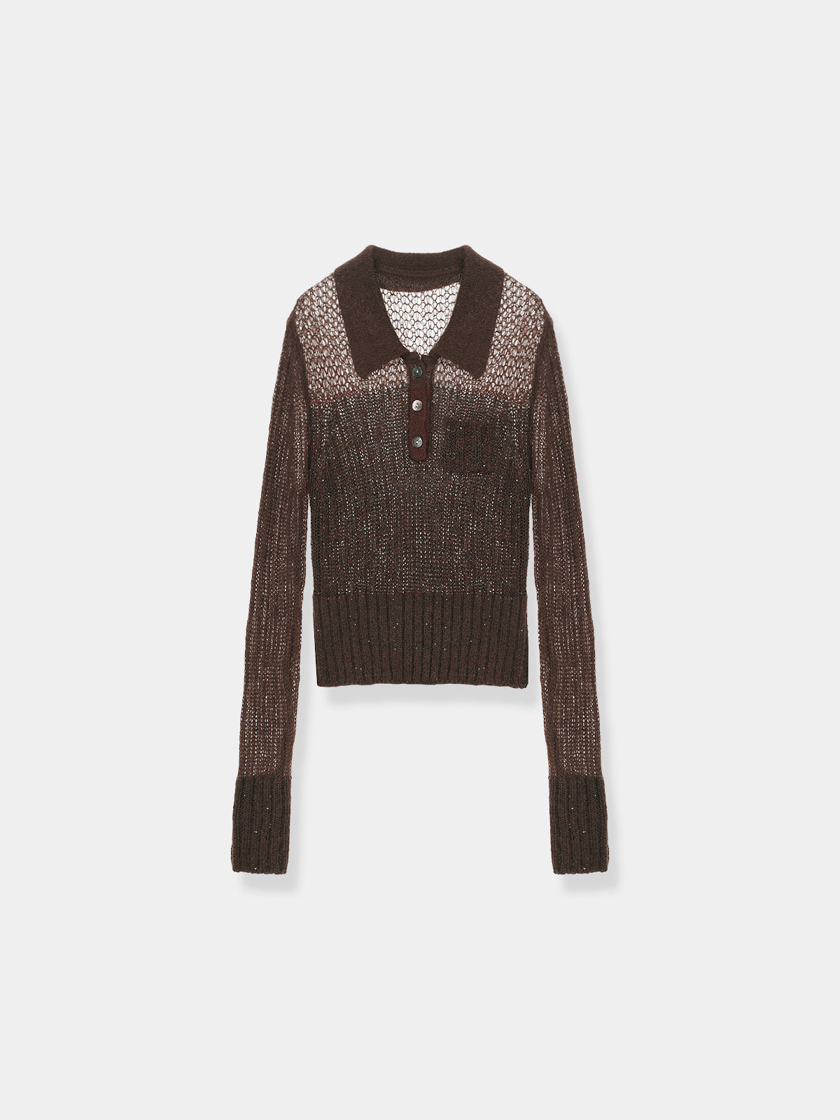 Sequin Sheer Polo Knit