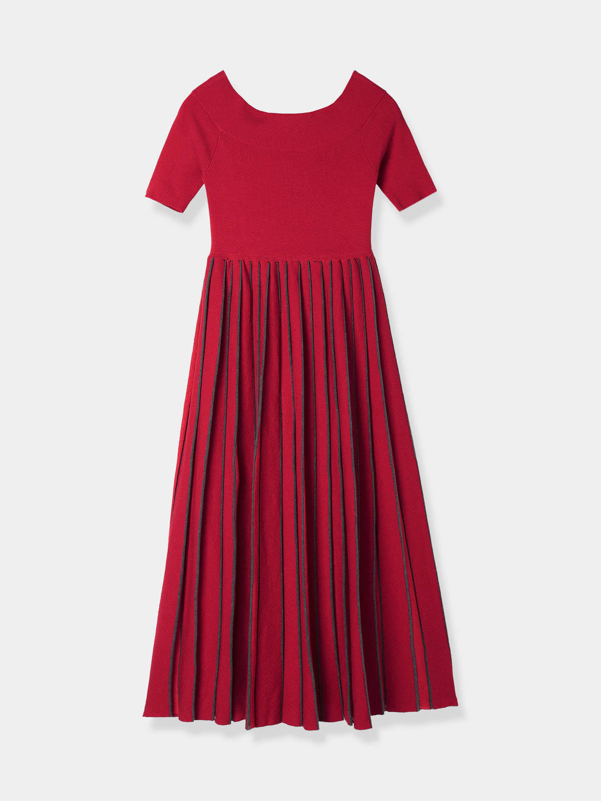 Off shoulder Pleats knit dress