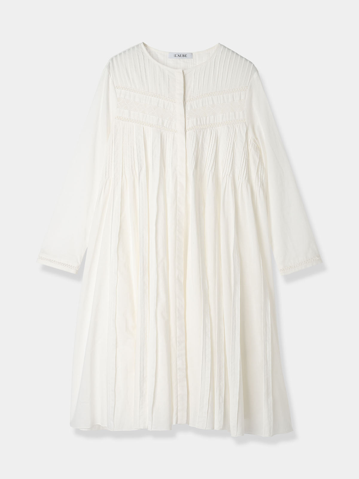 Pin-tuck Lace Mini Dress