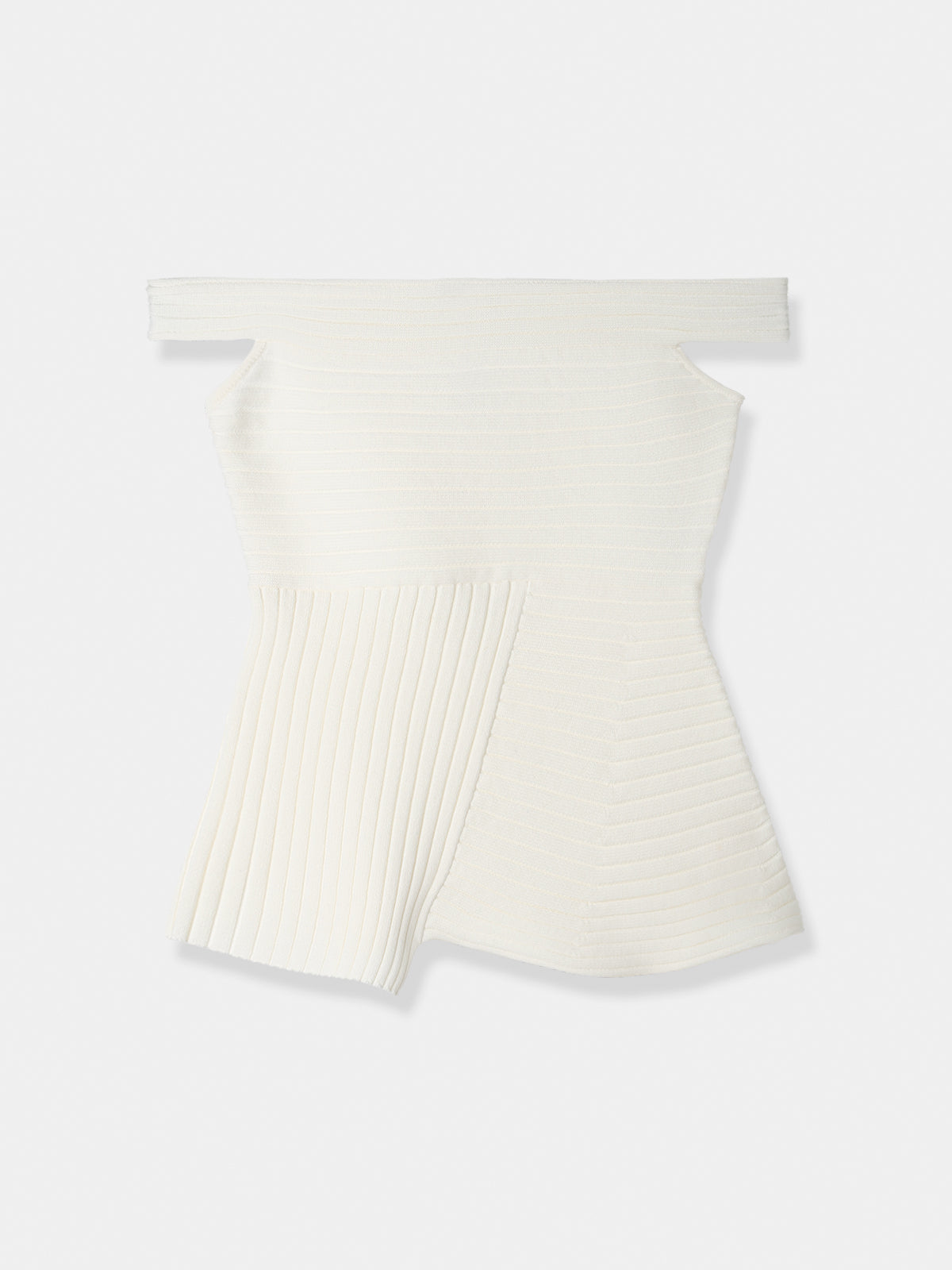 Off-shoulder Panel Rib Knit Tops