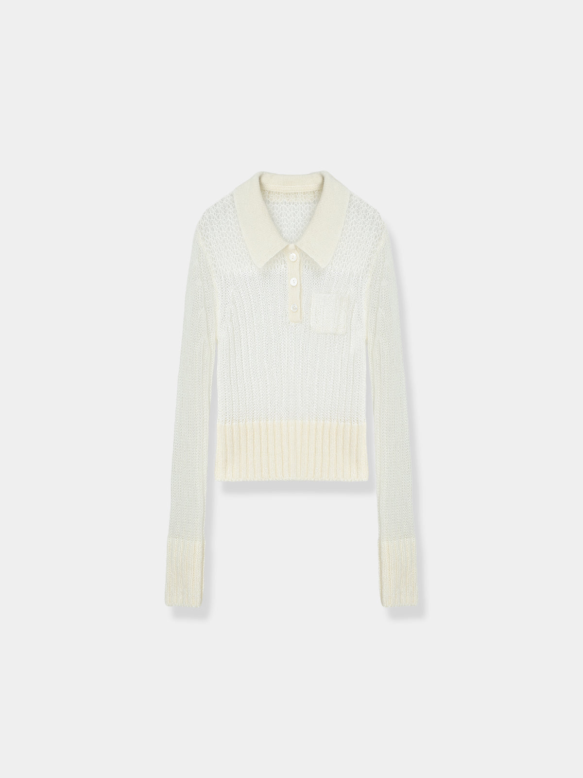 Sequin Sheer Polo Knit