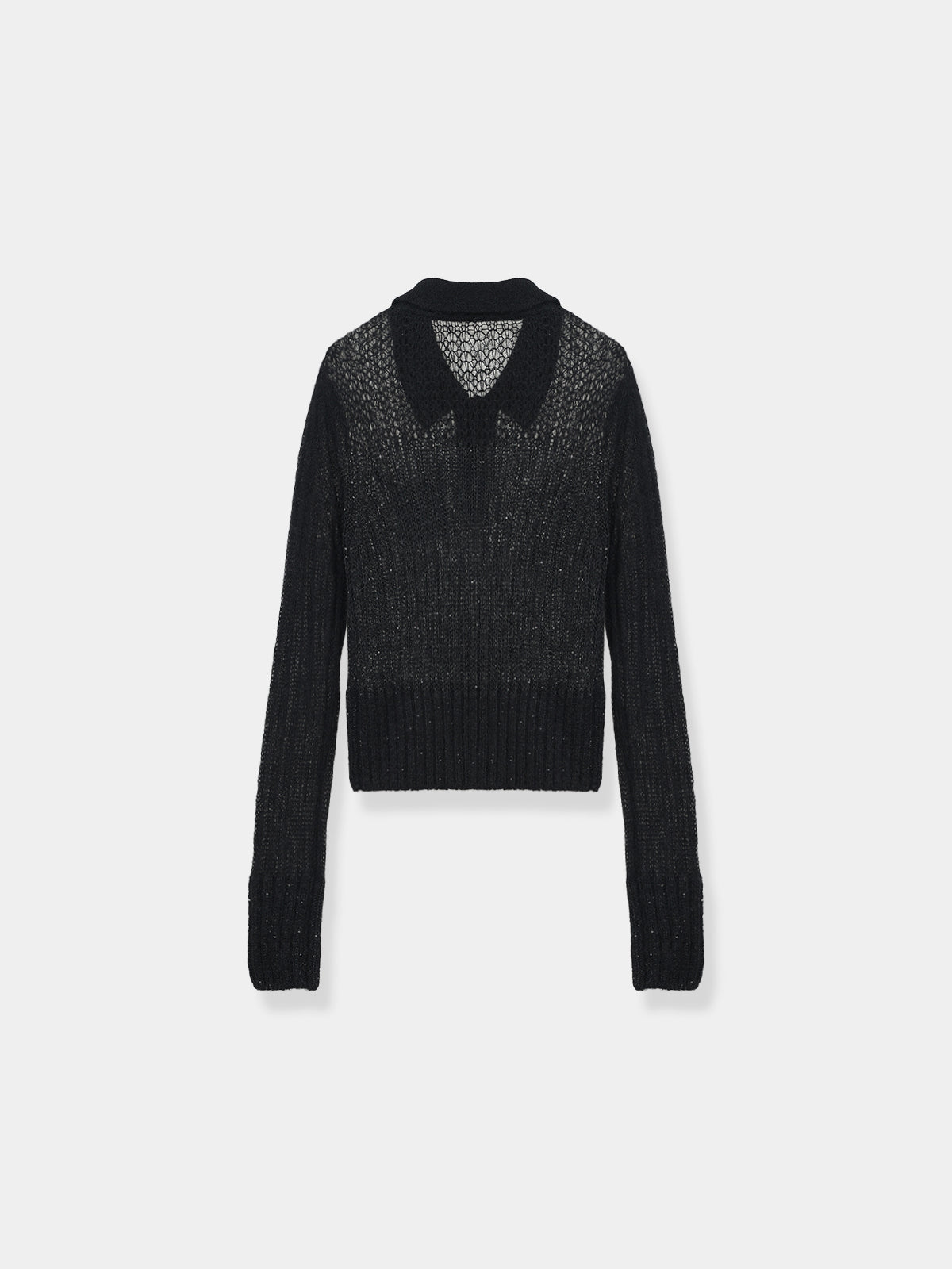 Sequin Sheer Polo Knit