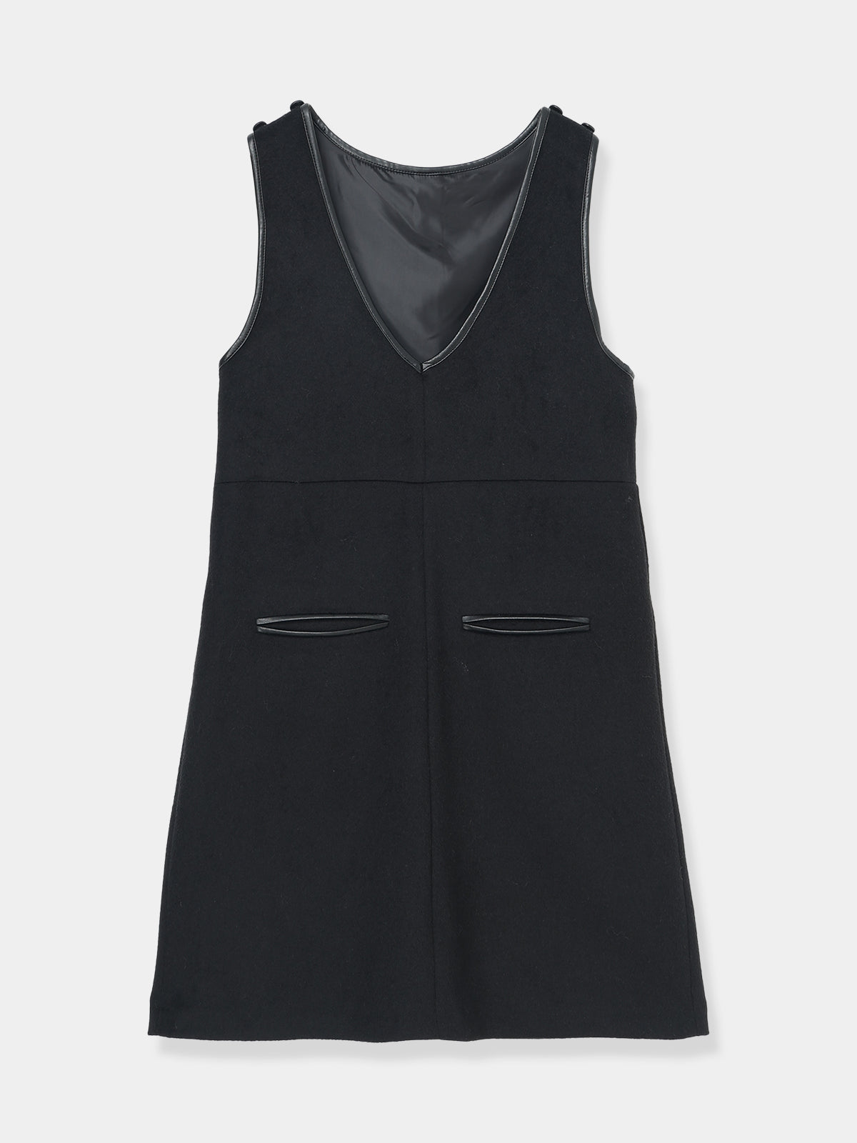 Leather Trimmed Wool Jumper Dress