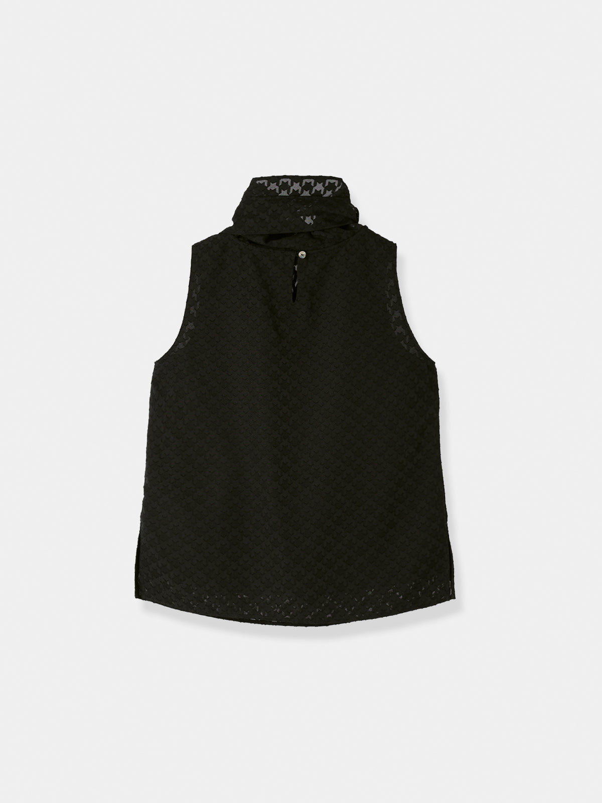 Sheer Jacquard Bow-tie Blouse