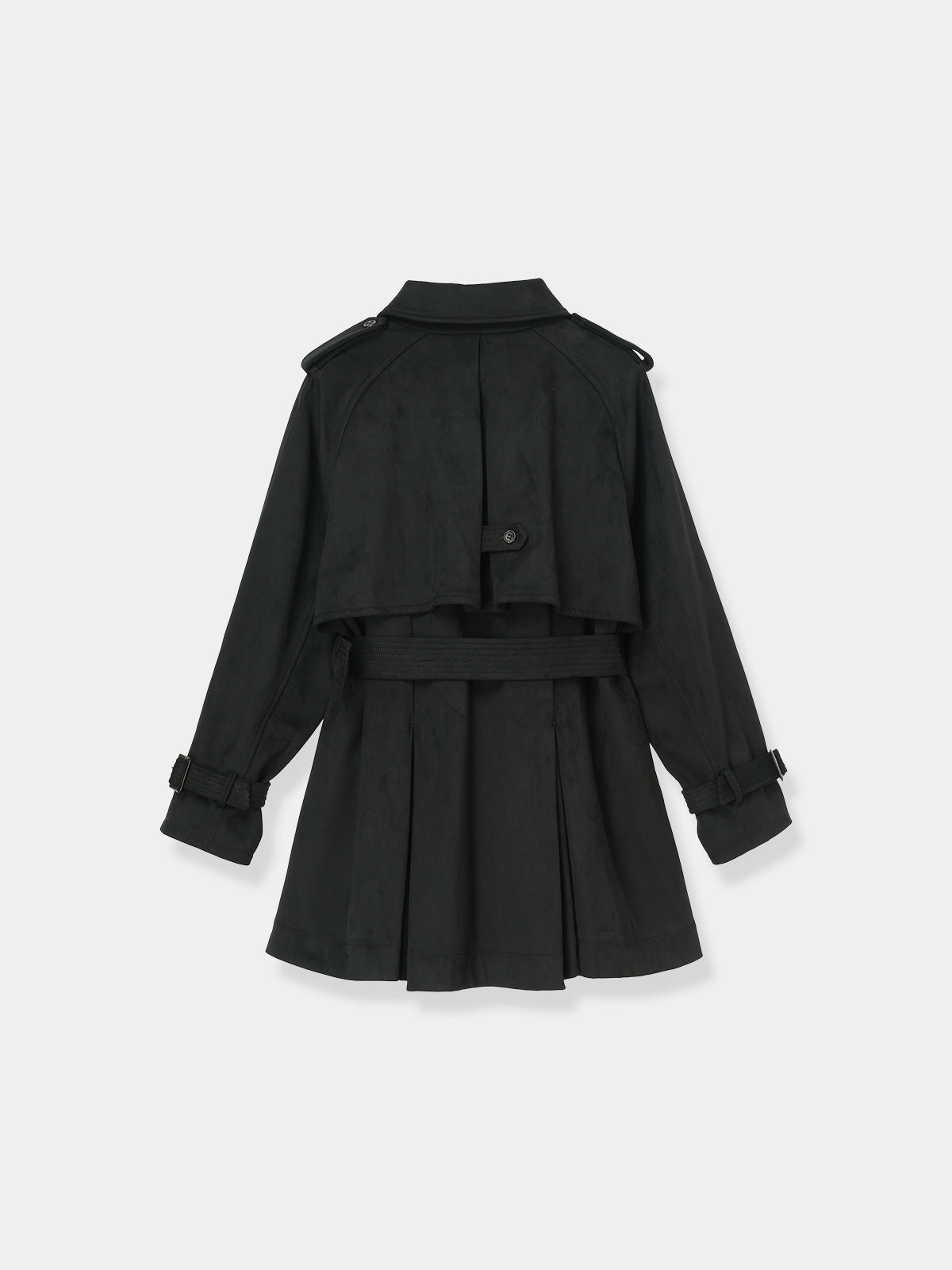 Cropped Suede Trench Coat