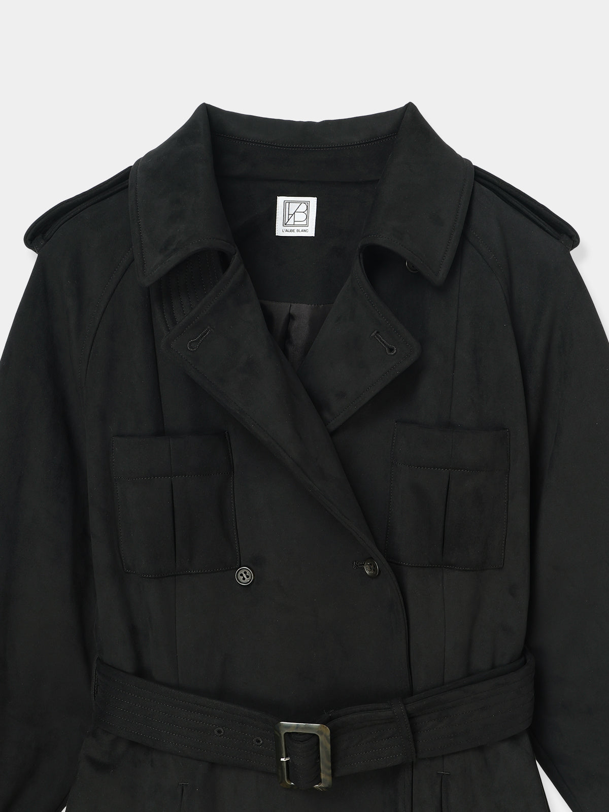 Cropped Suede Trench Coat