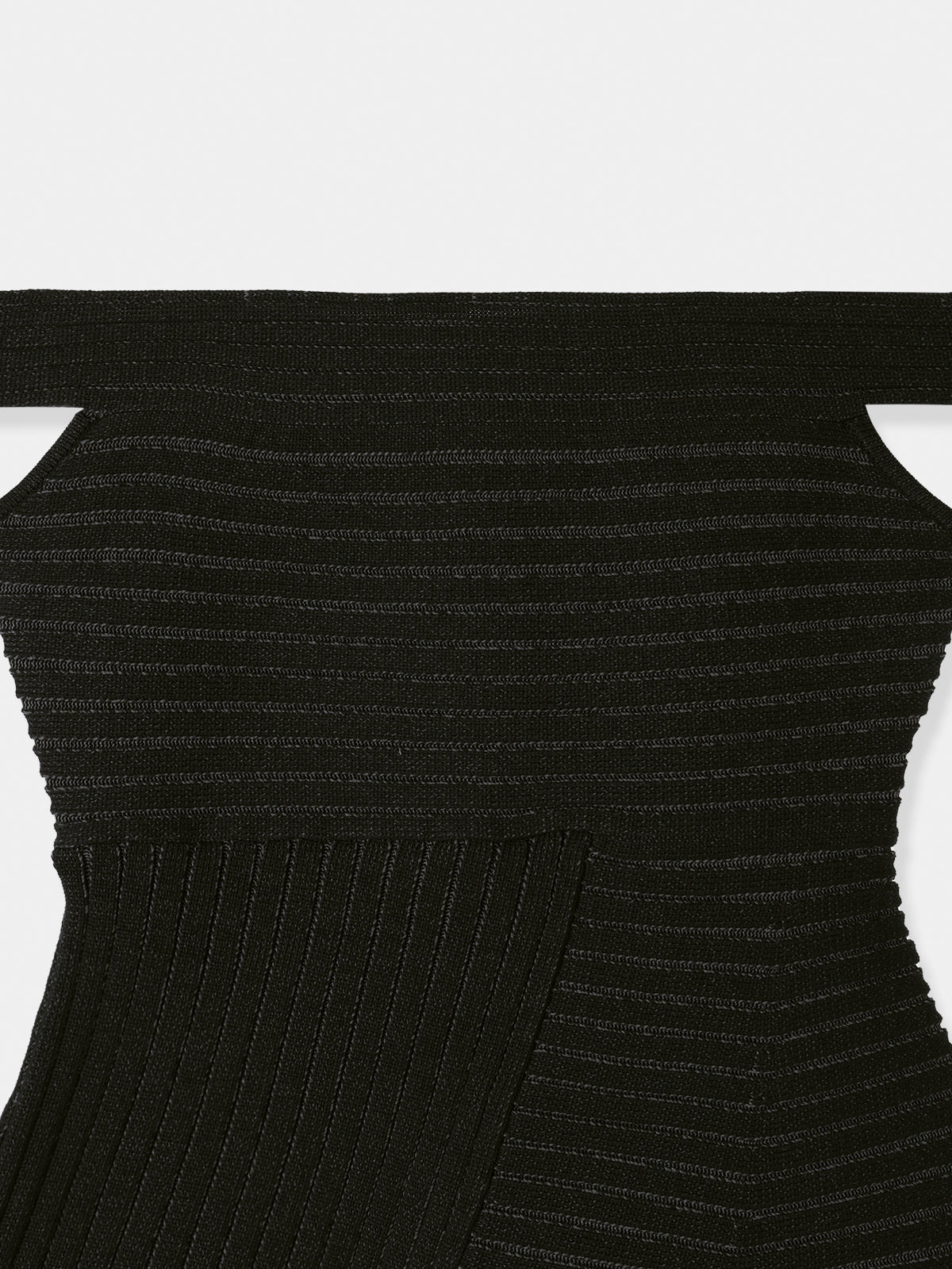 Off-shoulder Panel Rib Knit Tops
