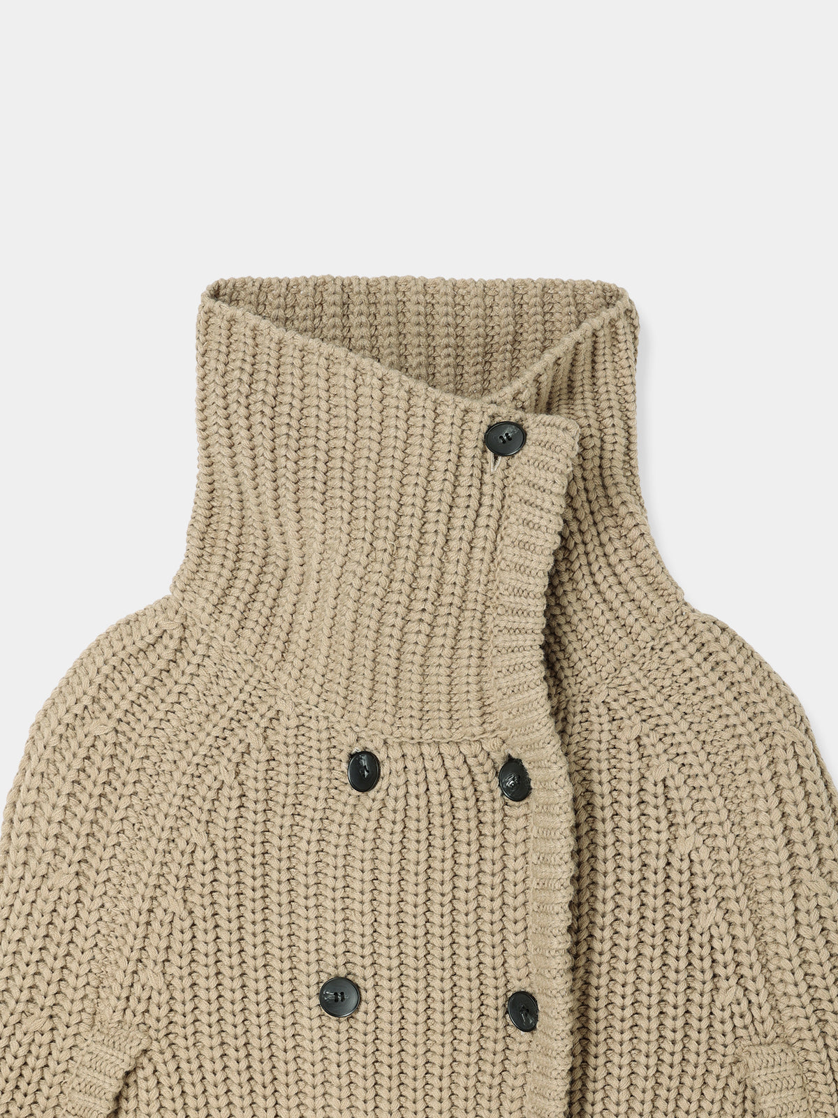 Double Breasted Knit Cape Coat