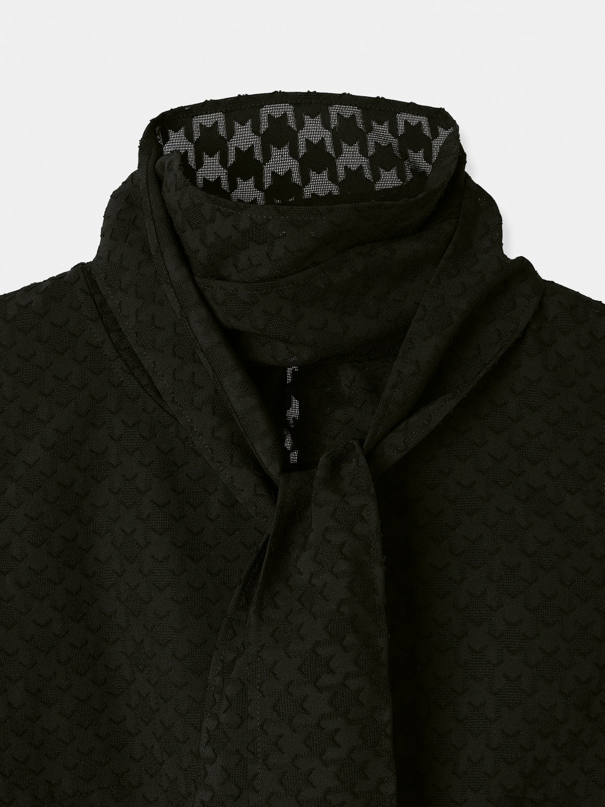 Sheer Jacquard Bow-tie Blouse