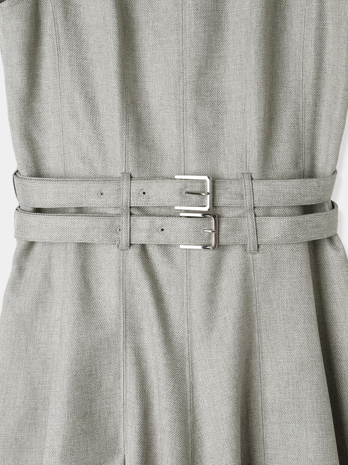 Double-belted Melange Dress