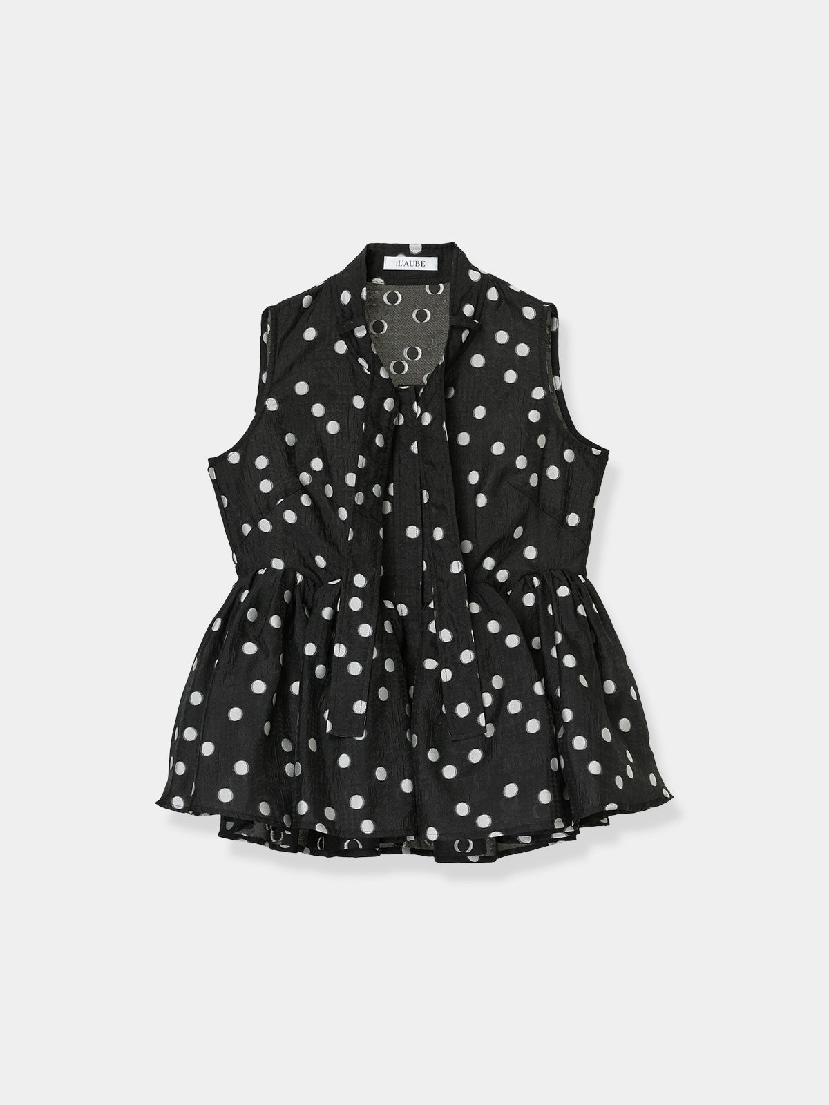 Sheer Polka Dot Ribbon Blouse