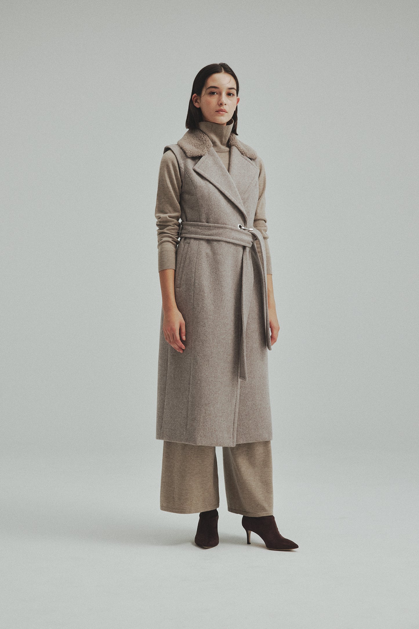 Belted Wool long gilet