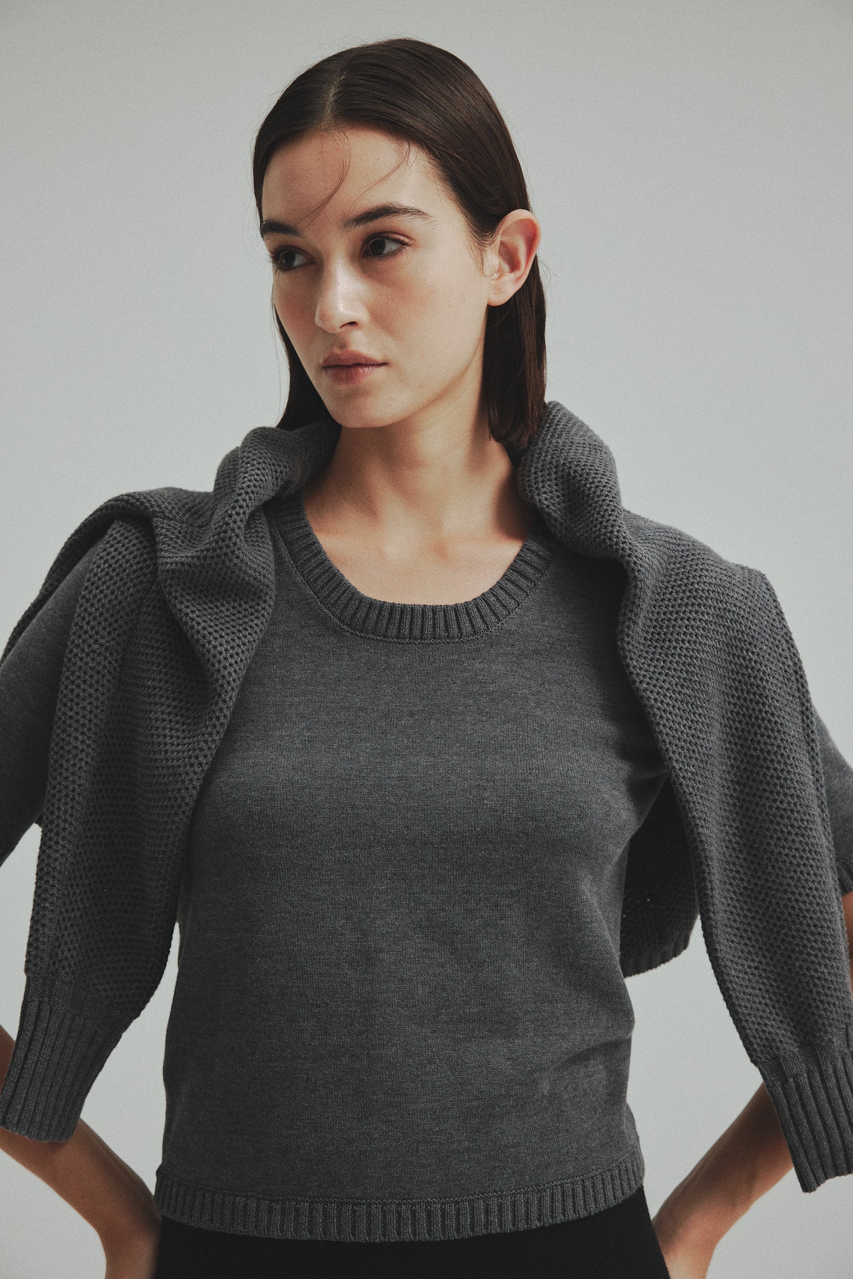 Basket Knit Cardigan / White