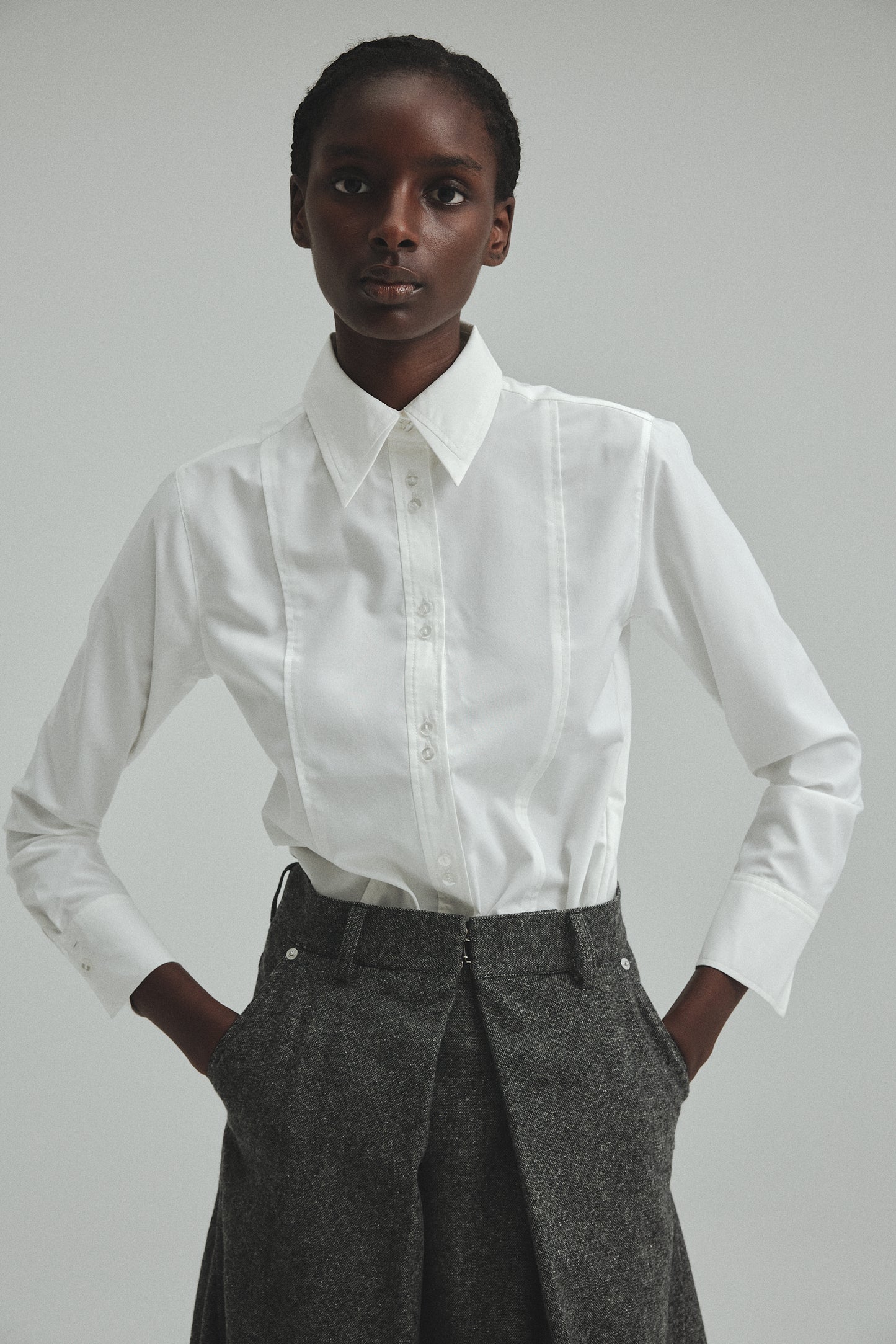 Front tuck Tweed skirt