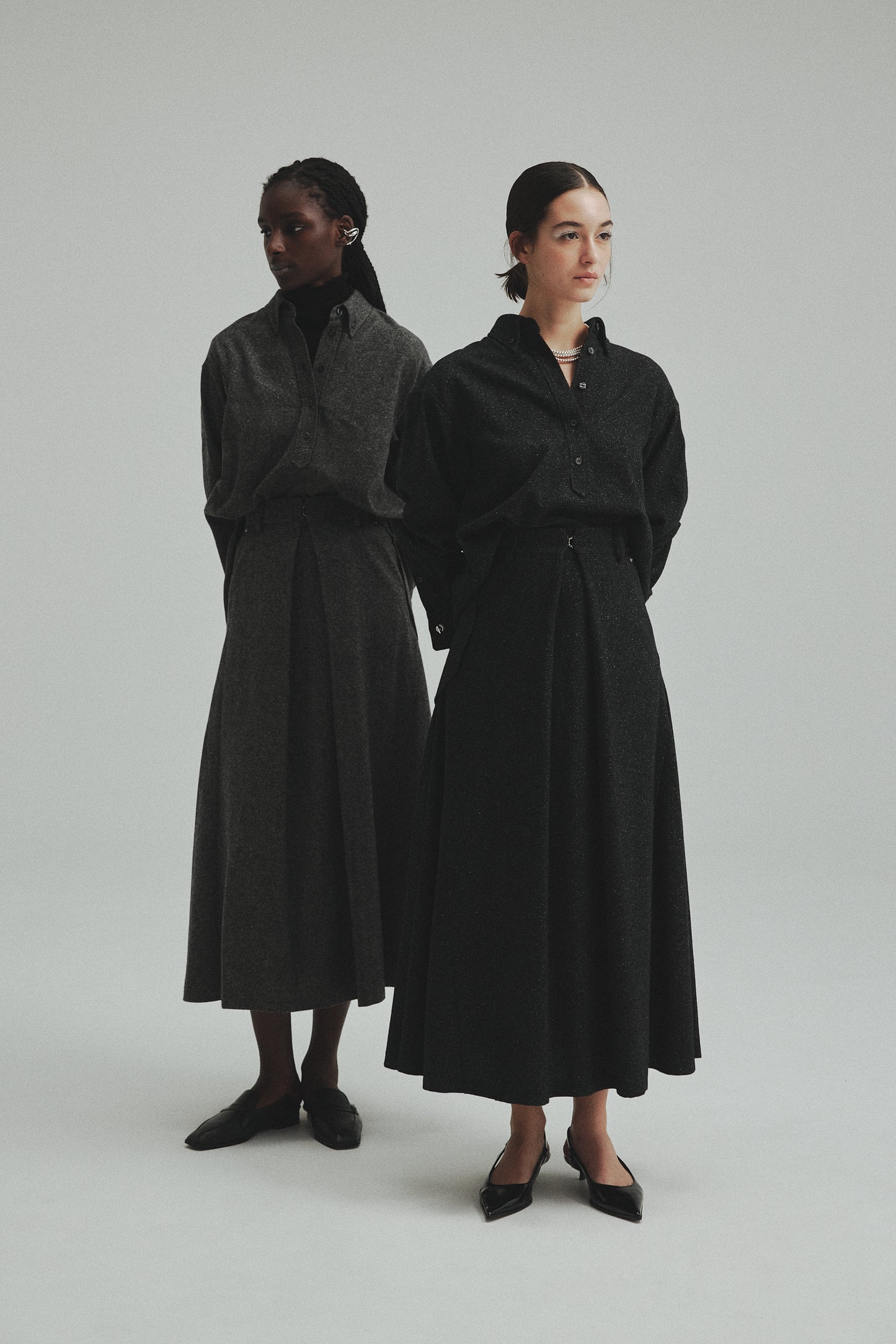 Front tuck Tweed skirt