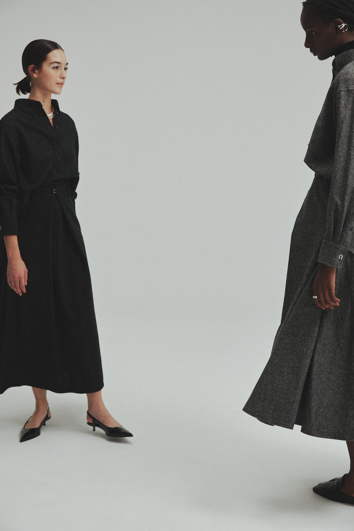 Front tuck Tweed skirt