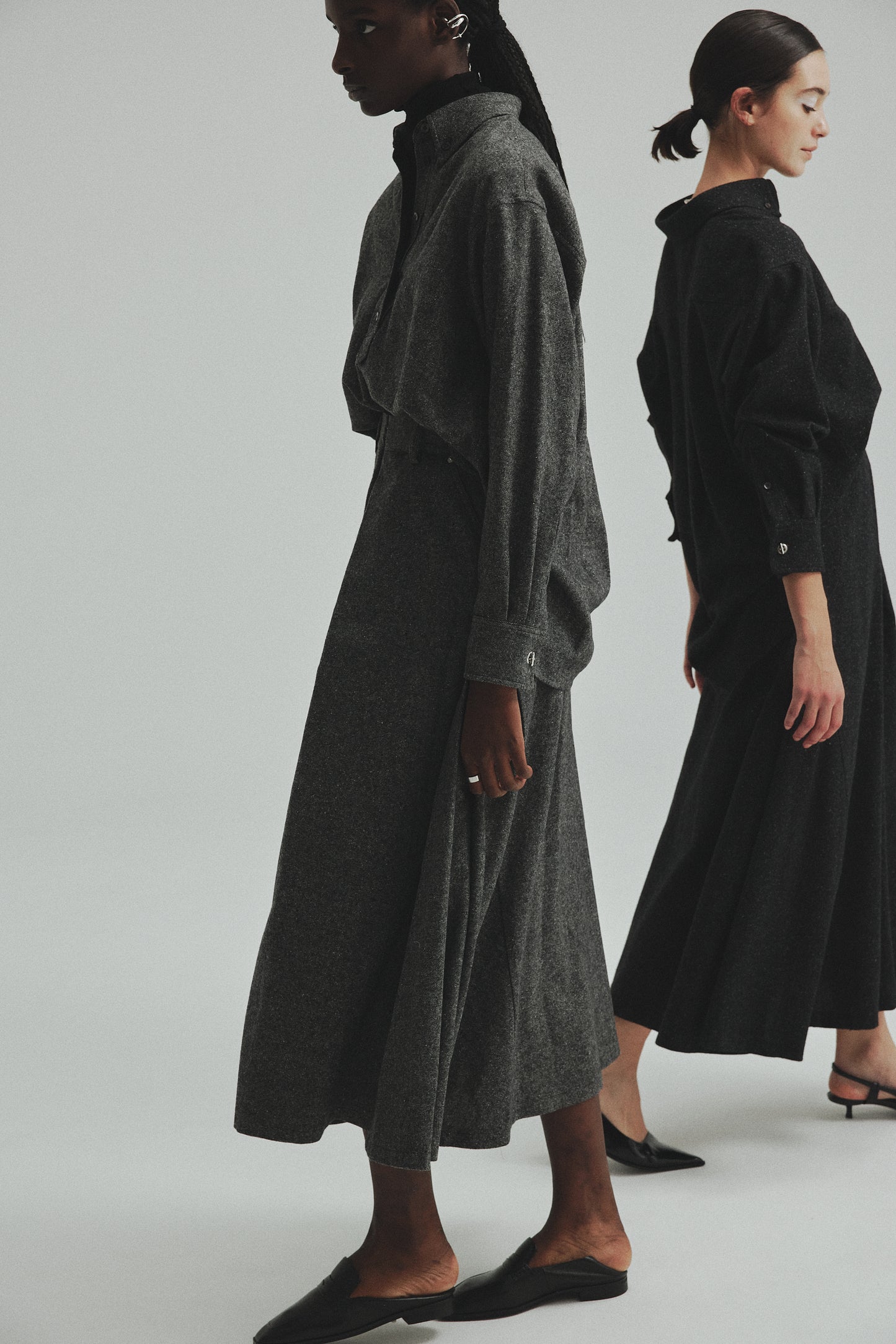 Front tuck Tweed skirt