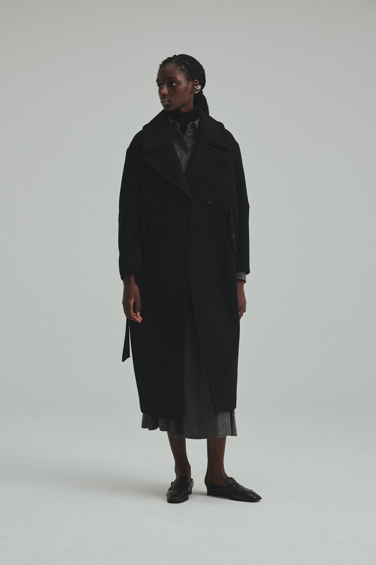 Front tuck Tweed skirt