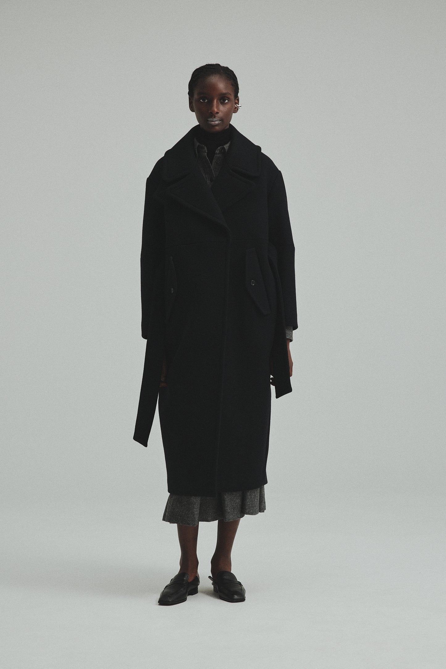 Front tuck Tweed skirt