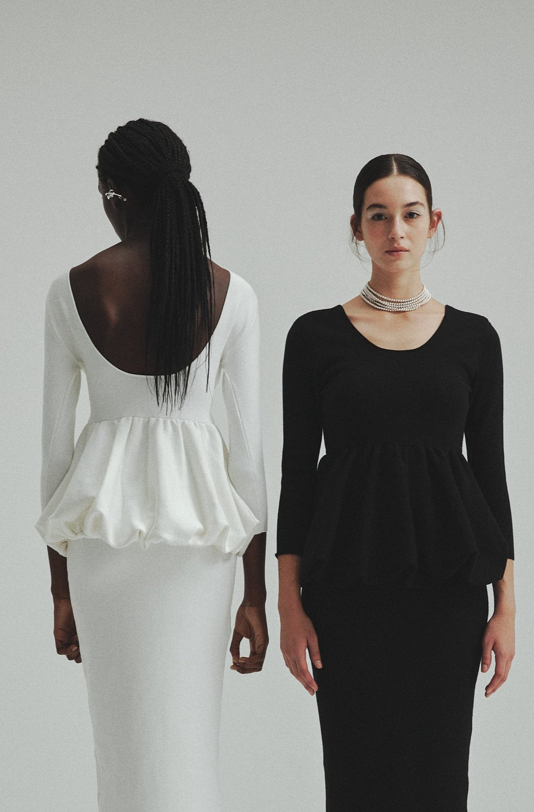 laubeblanc Balloon peplum Knit tops ブラックlou