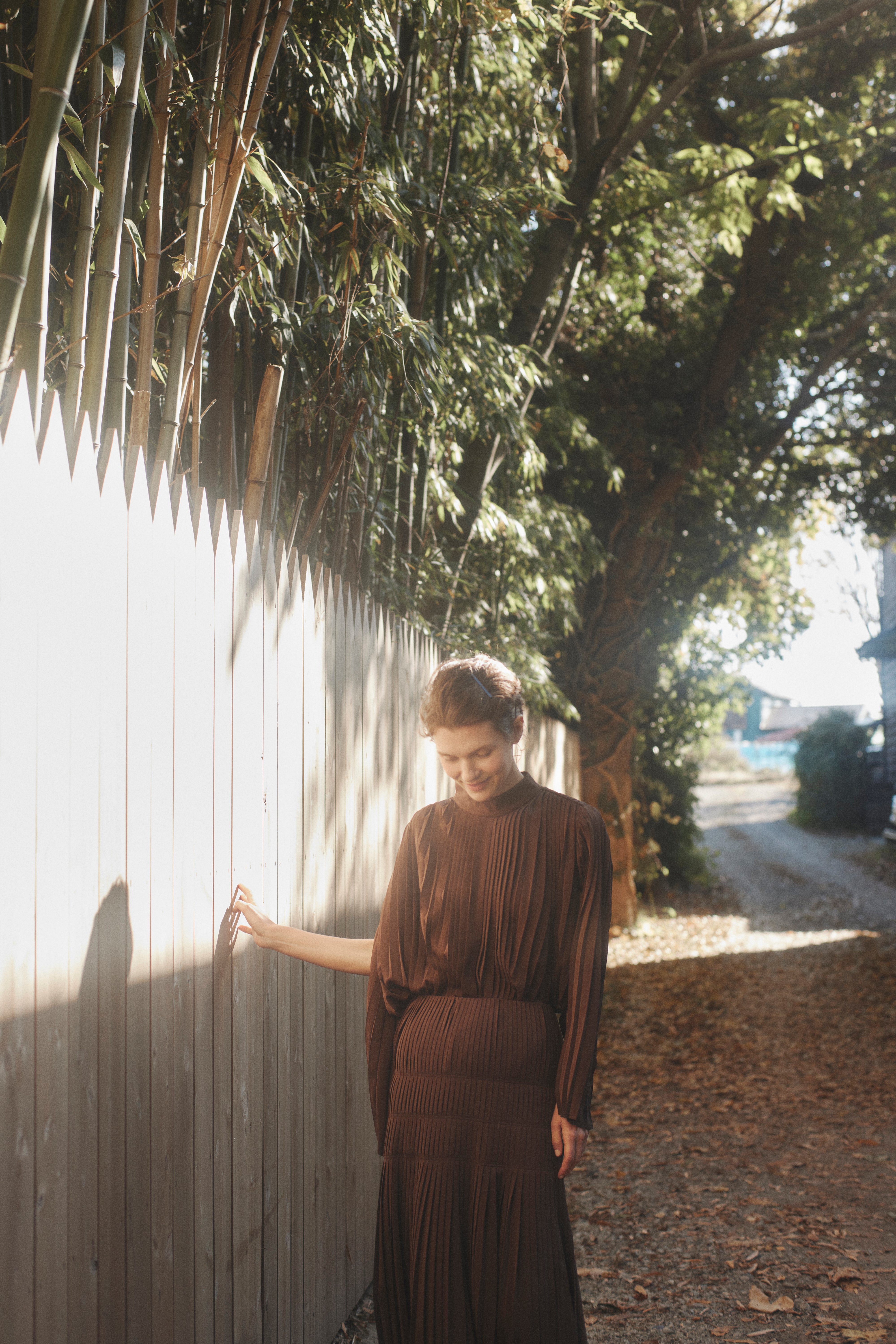 Powder Satin Pleats Cape Blouse