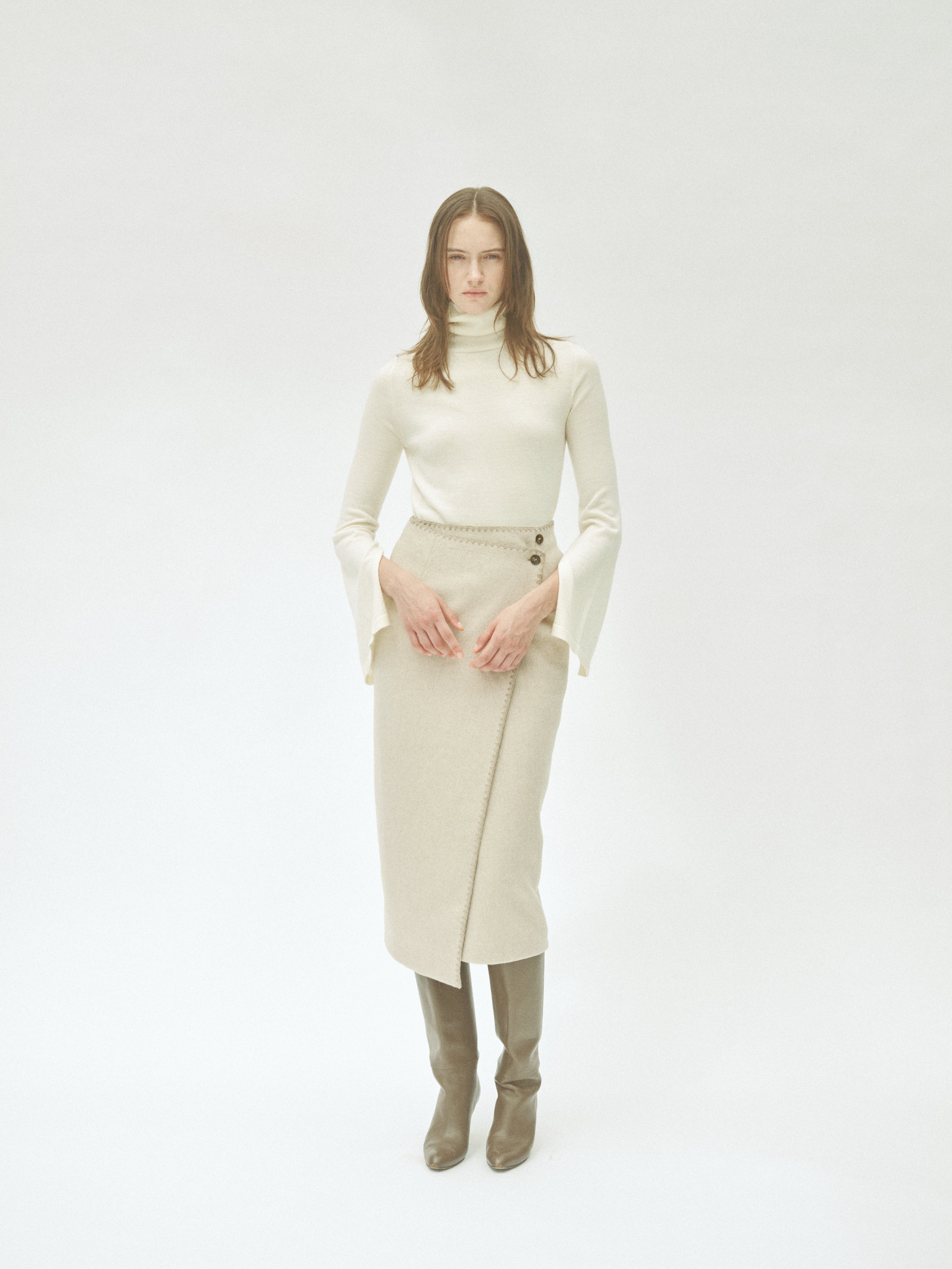 Asymmetric Wool Wrap Skirt