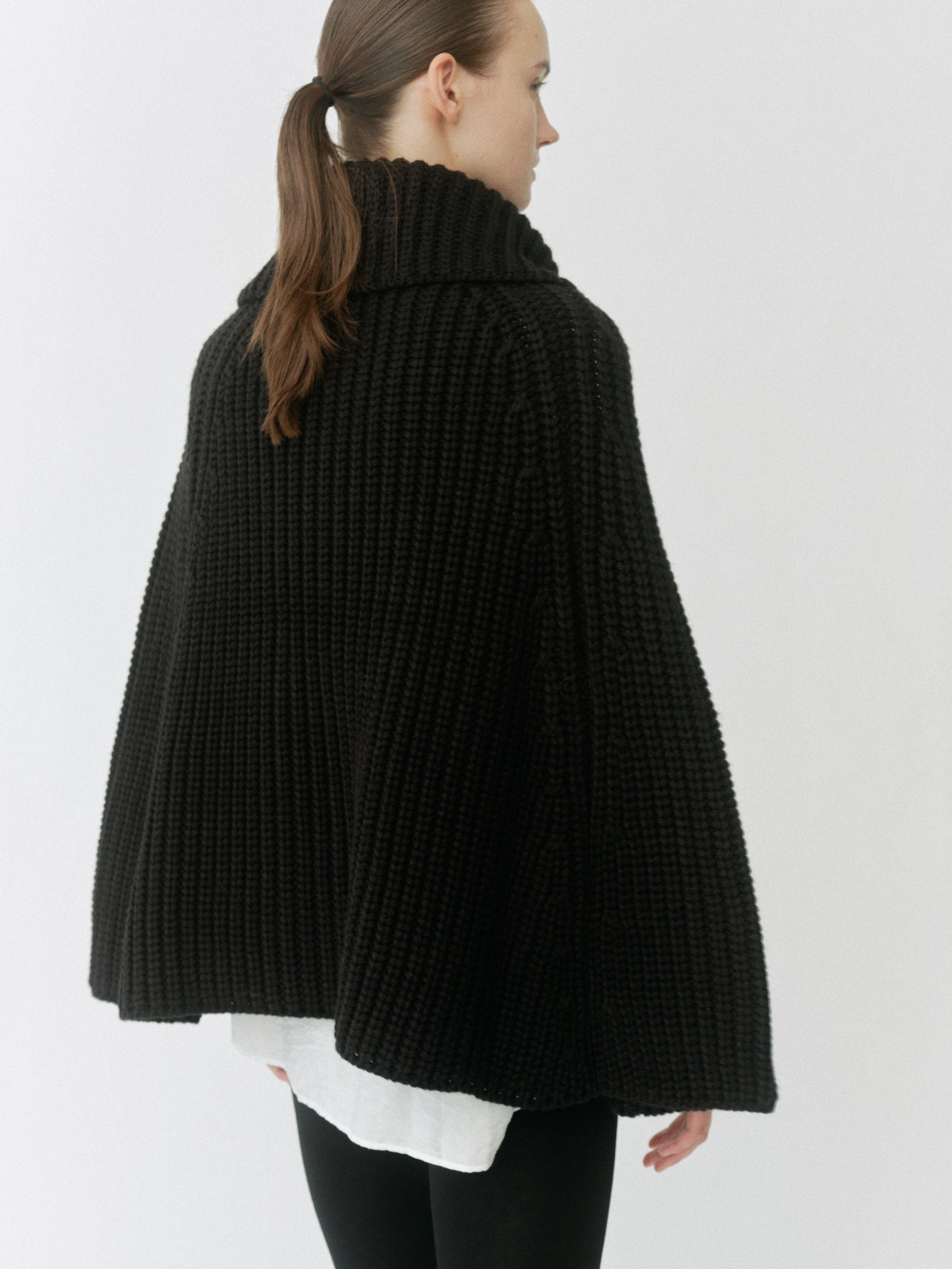 Double Breasted Knit Cape Coat