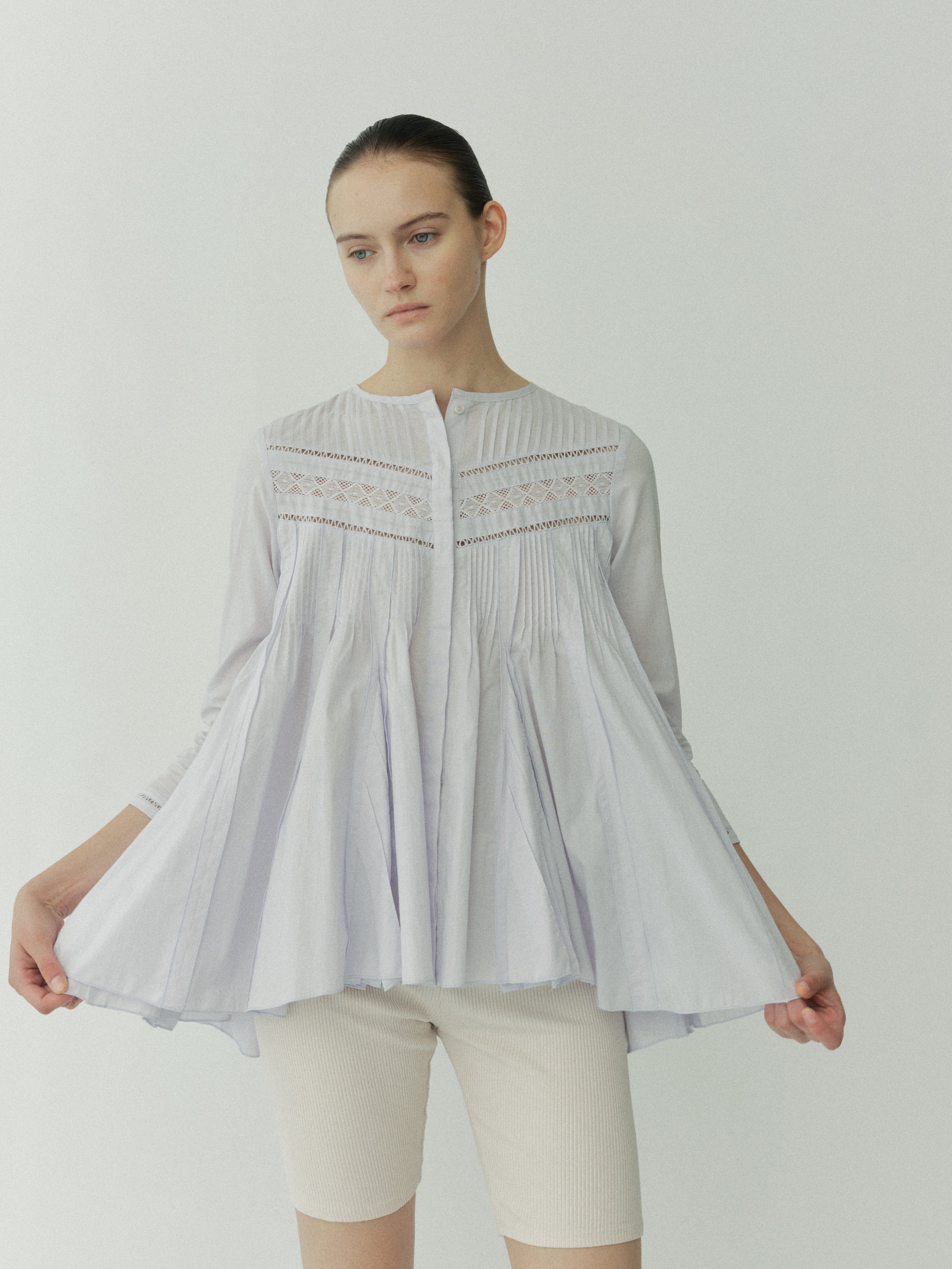 【POPUP】Lace Pintuck Flare Blouse