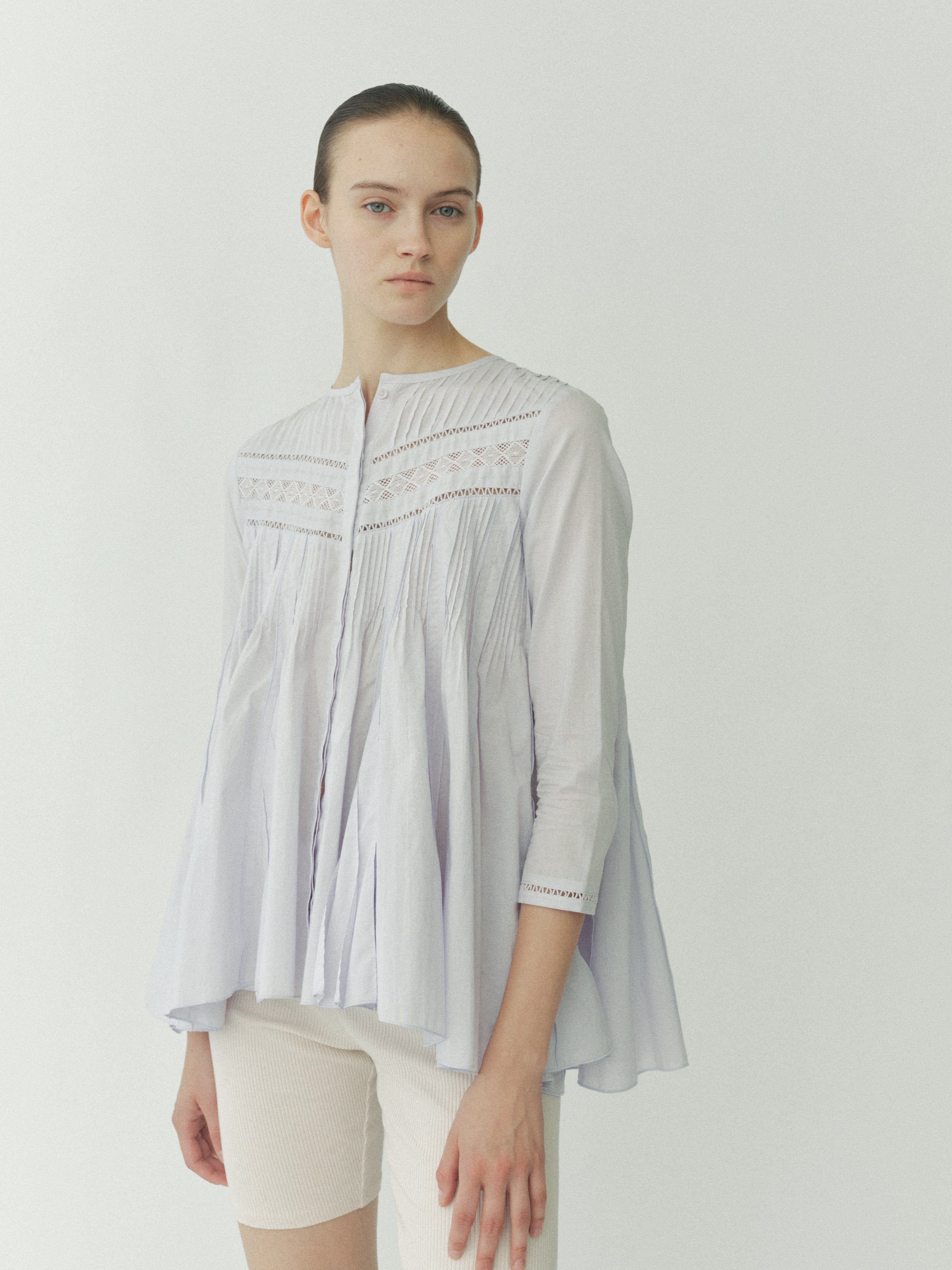 【POPUP】Lace Pintuck Flare Blouse