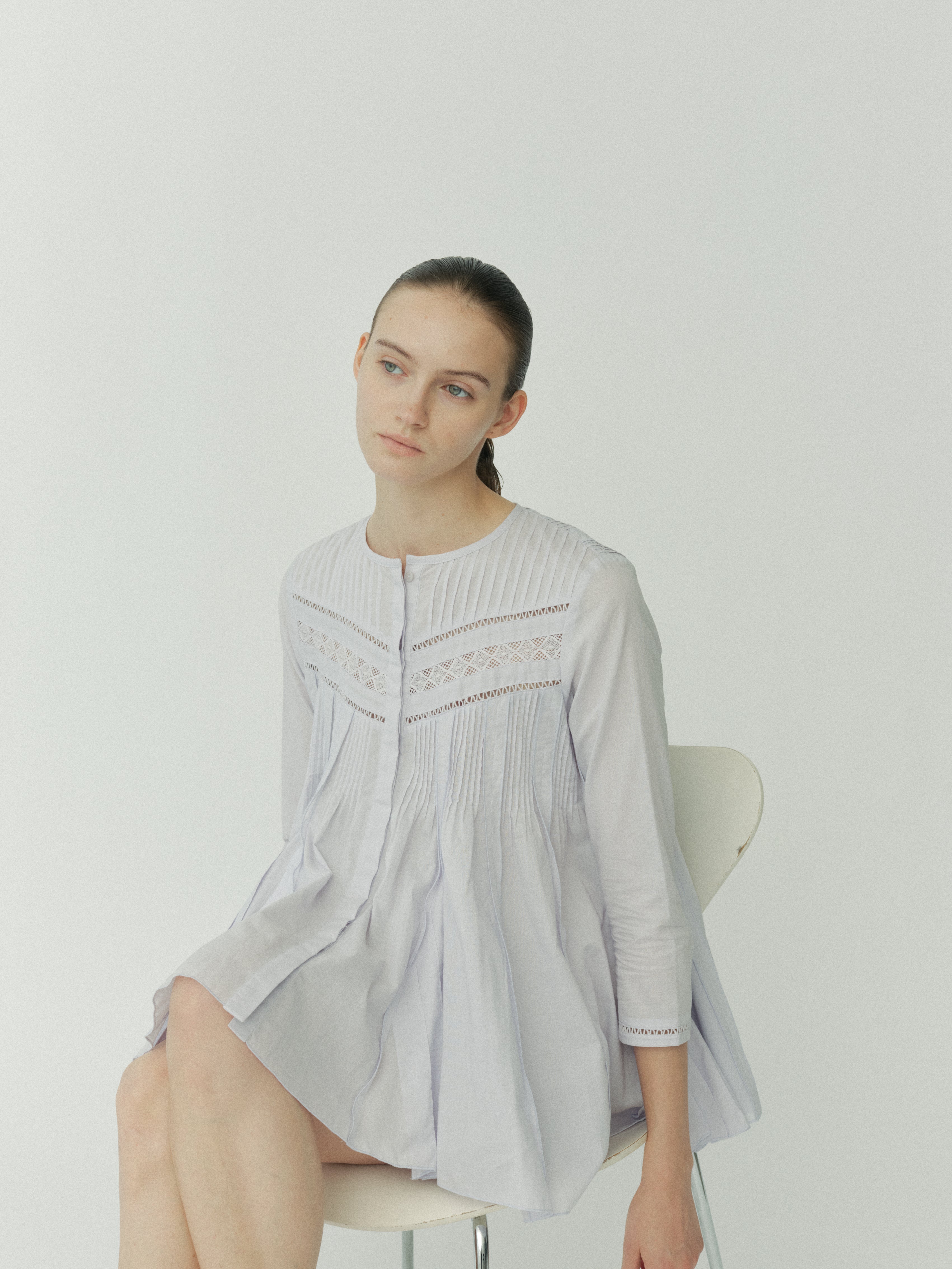【POPUP】Lace Pintuck Flare Blouse
