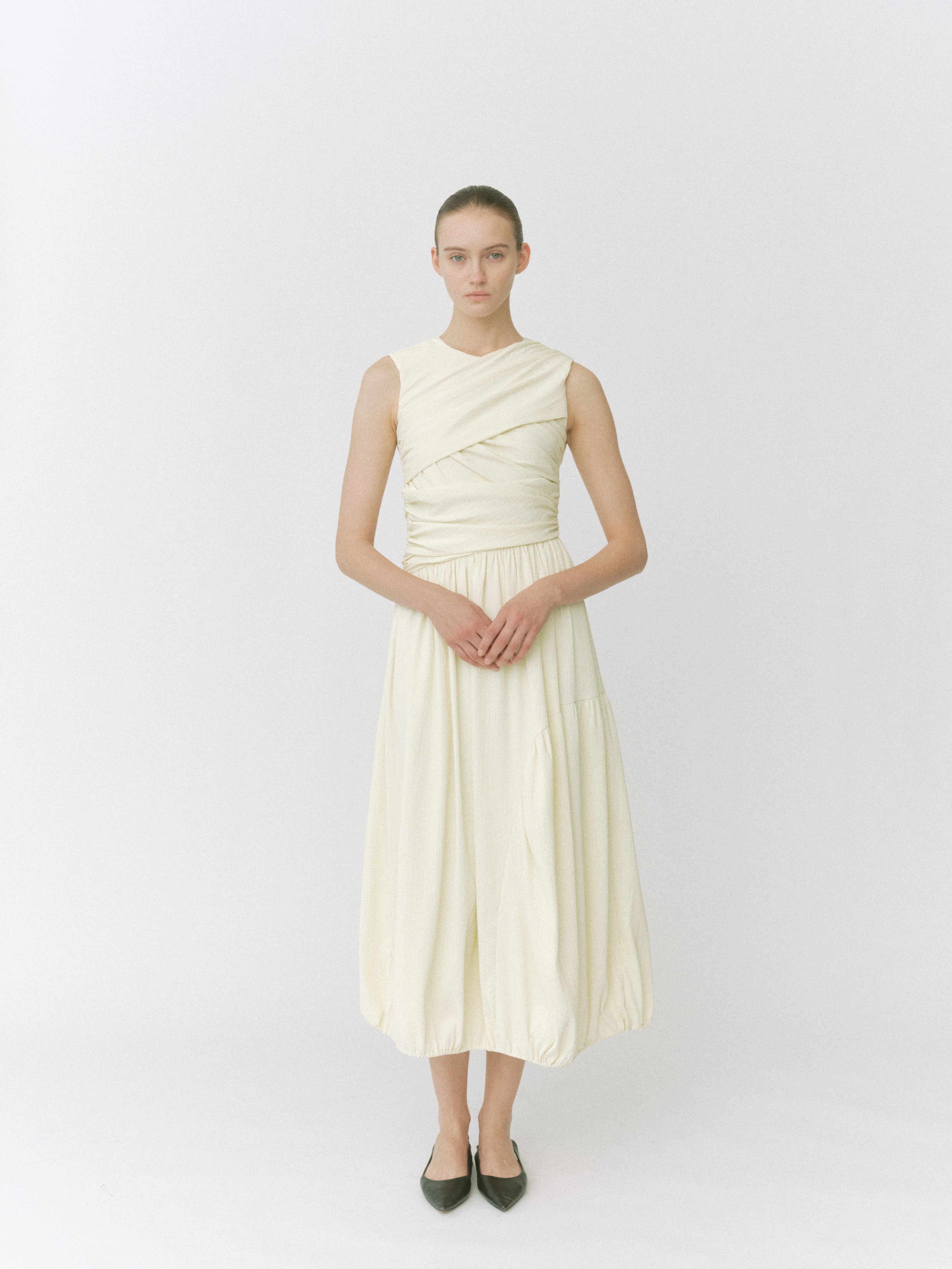 【POPUP】Layered Drape Balloon Dress