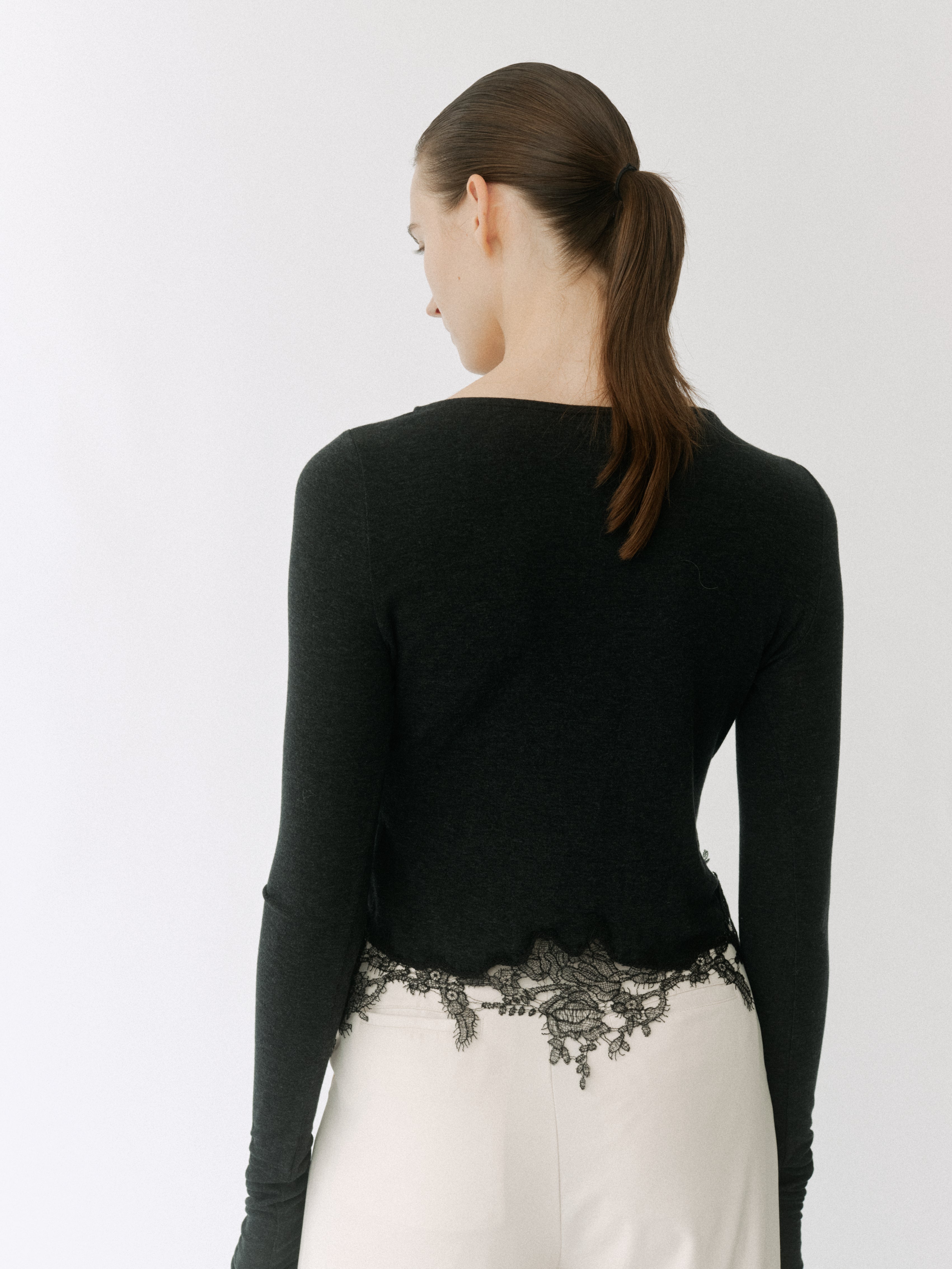 Lace Trim Drape Knit Top