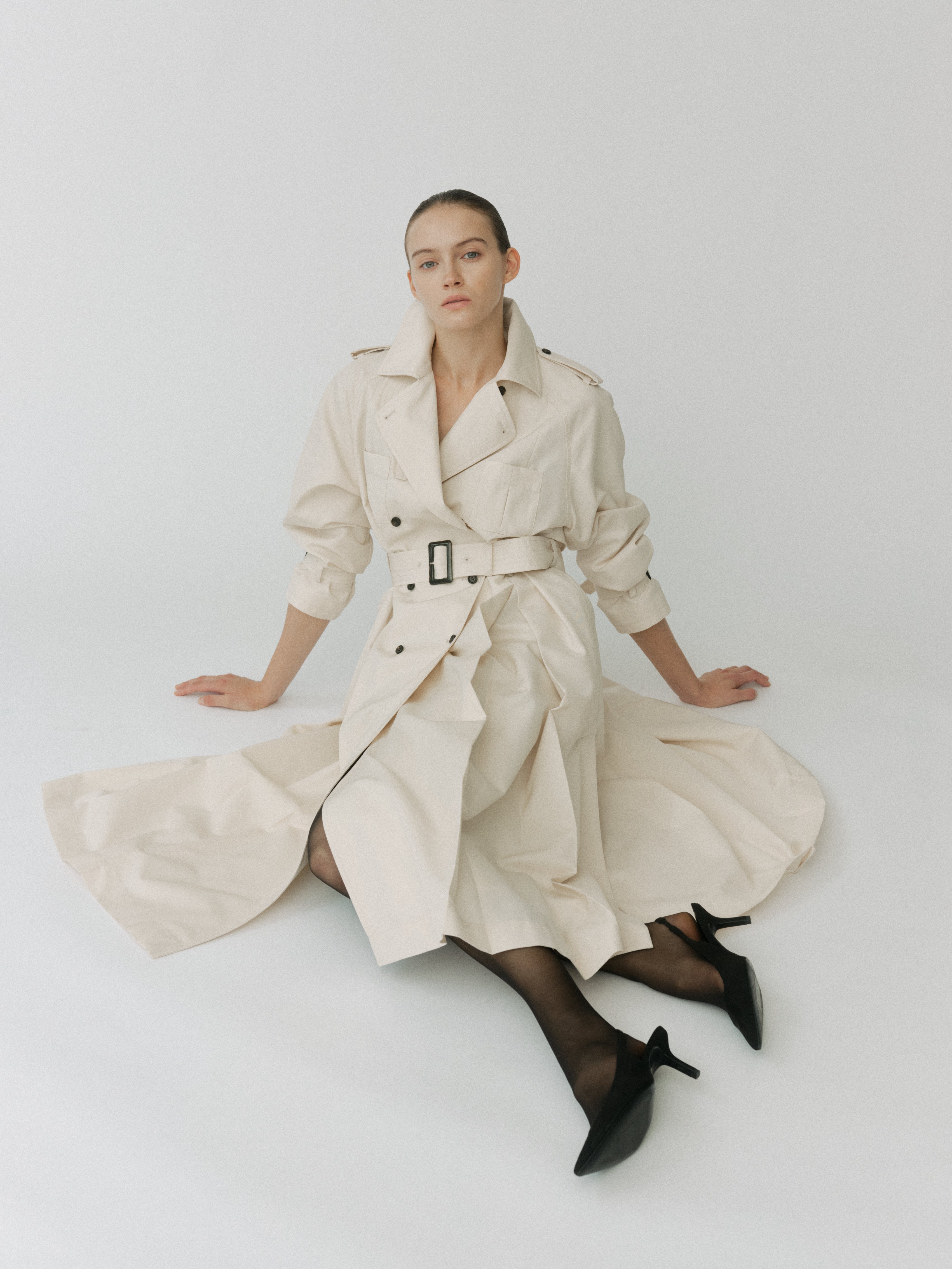 Belted Flare Trench Coat