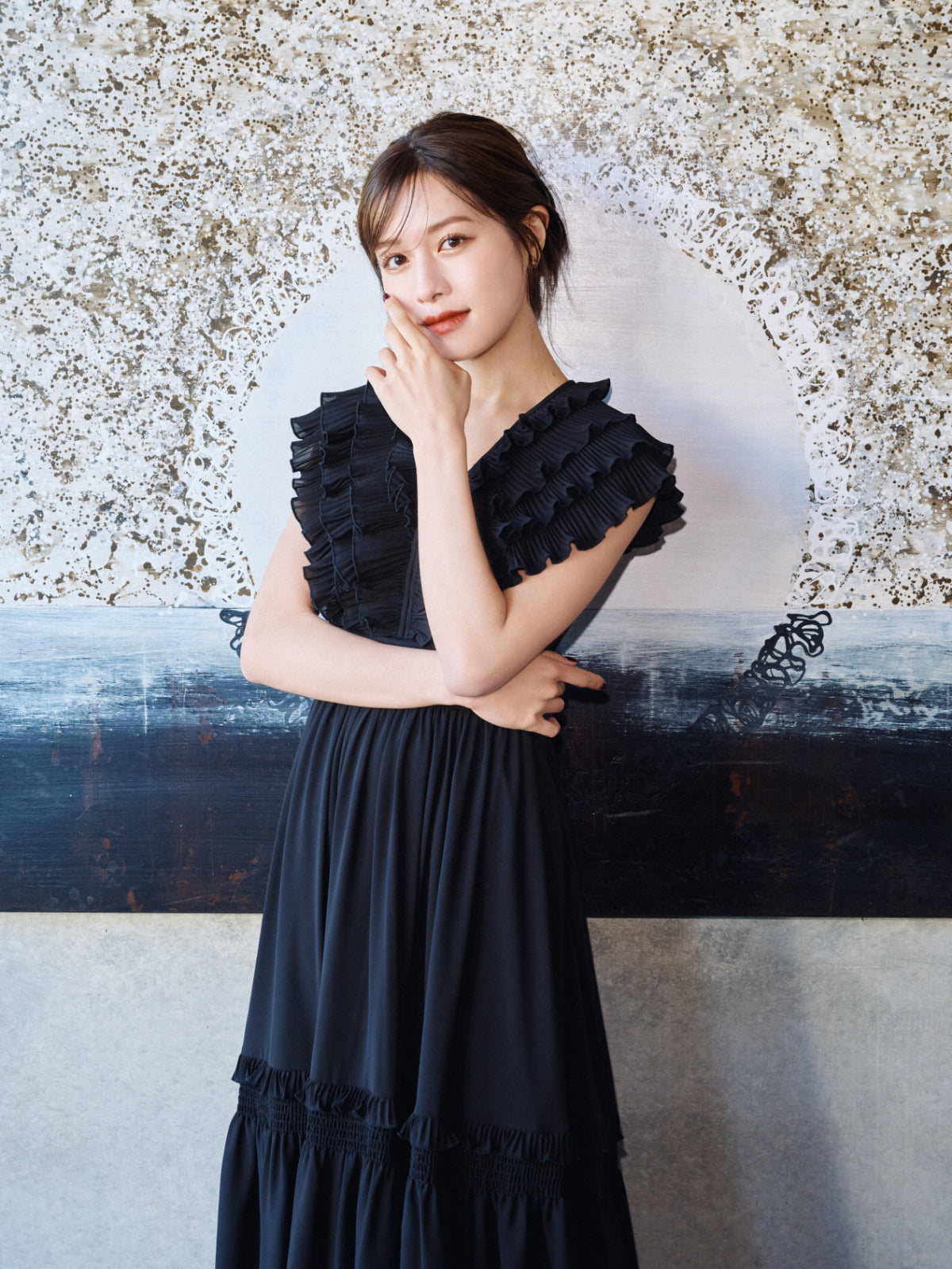 Pleats collar Chiffon Dress