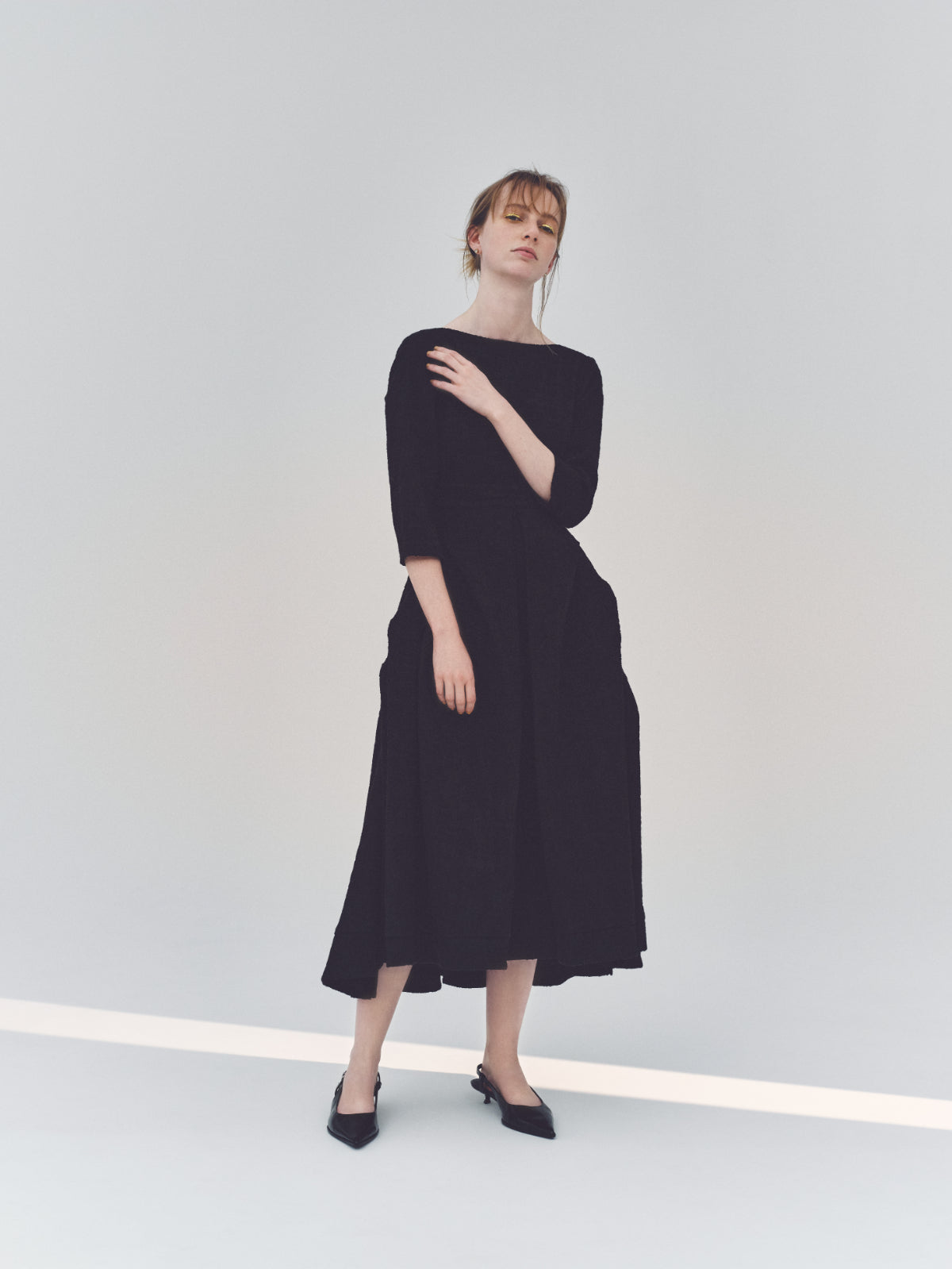 Tuck drape Jacquard Dress