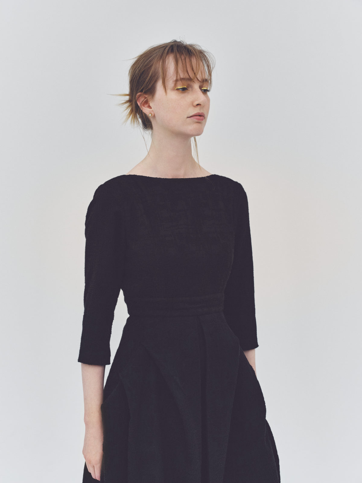 Tuck drape Jacquard Dress