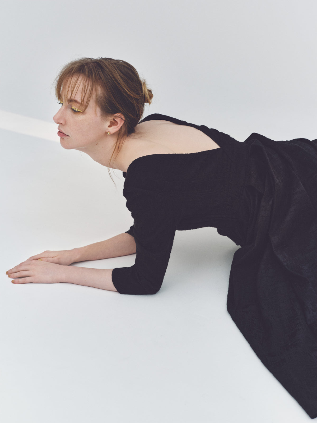 Tuck drape Jacquard Dress