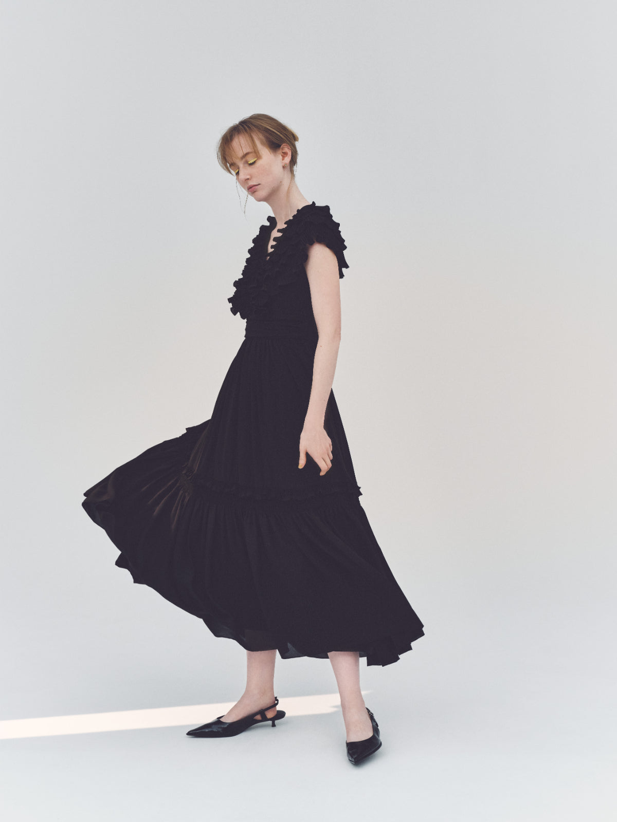 Pleats collar Chiffon Dress