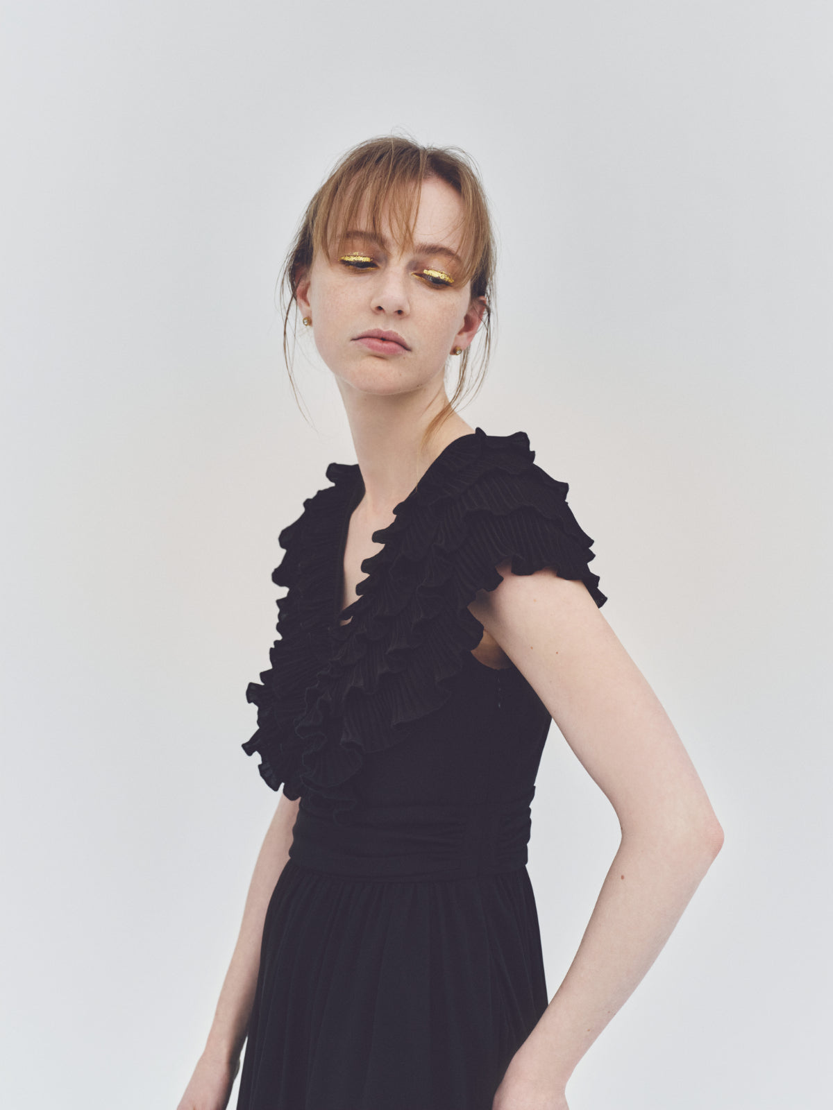 Pleats collar Chiffon Dress