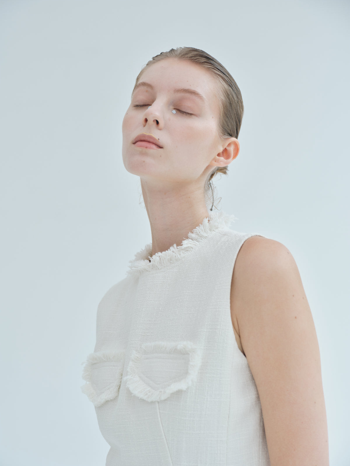 Belted fringe tweed Dress
