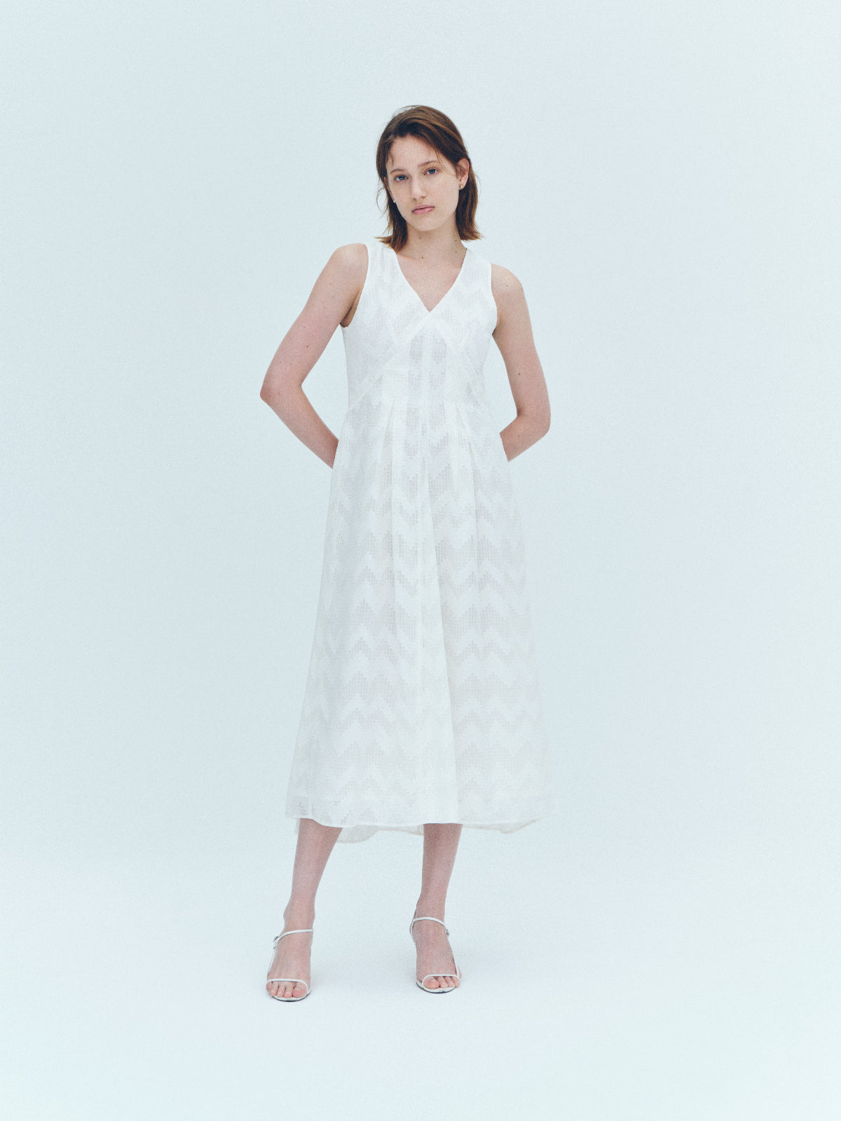 Cut jacquard sheer Dress