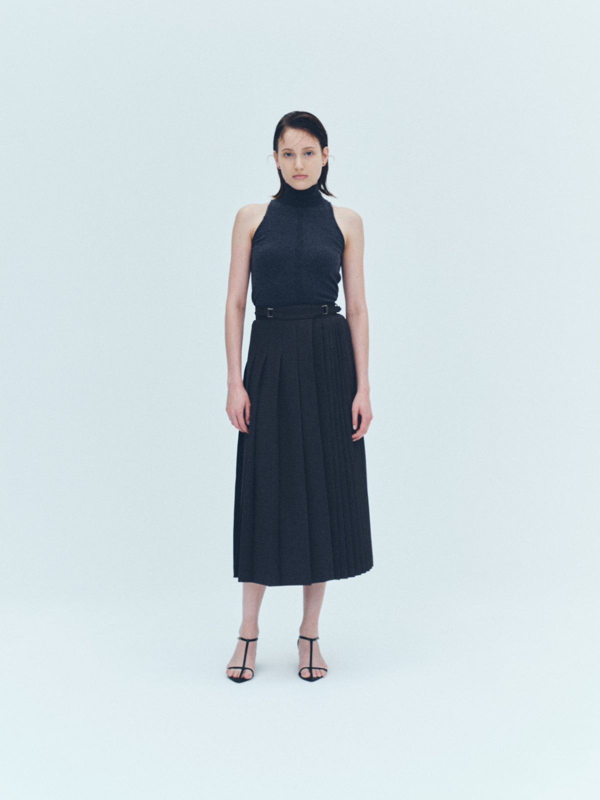 Asymmetry pleats skirt